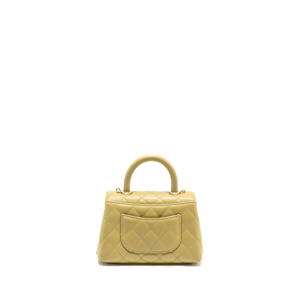 CHANEL MINI COCO HANDLE CAVIAR LIGHT GREEN LGHW (MICROCHIP)