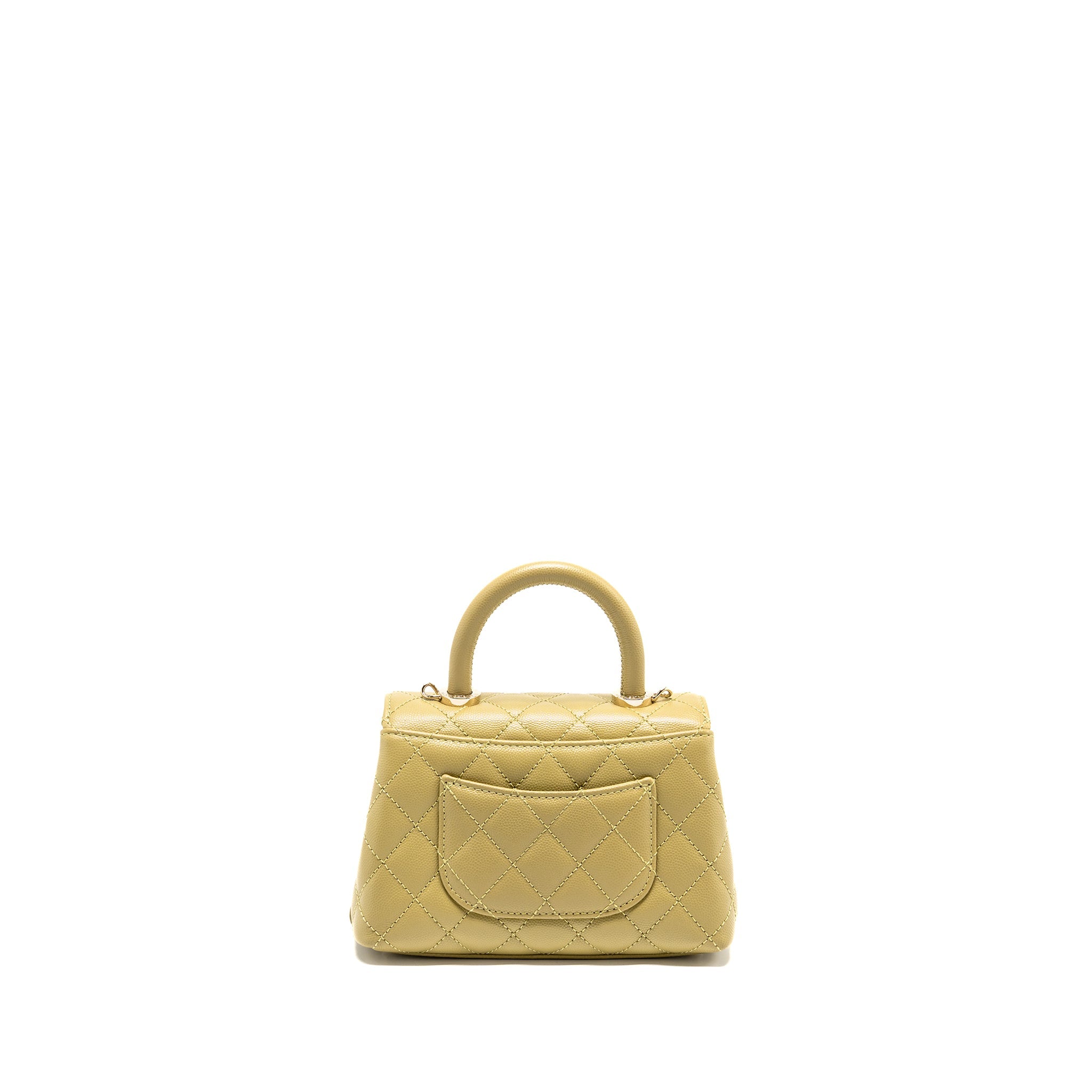 CHANEL MINI COCO HANDLE CAVIAR LIGHT GREEN LGHW (MICROCHIP)