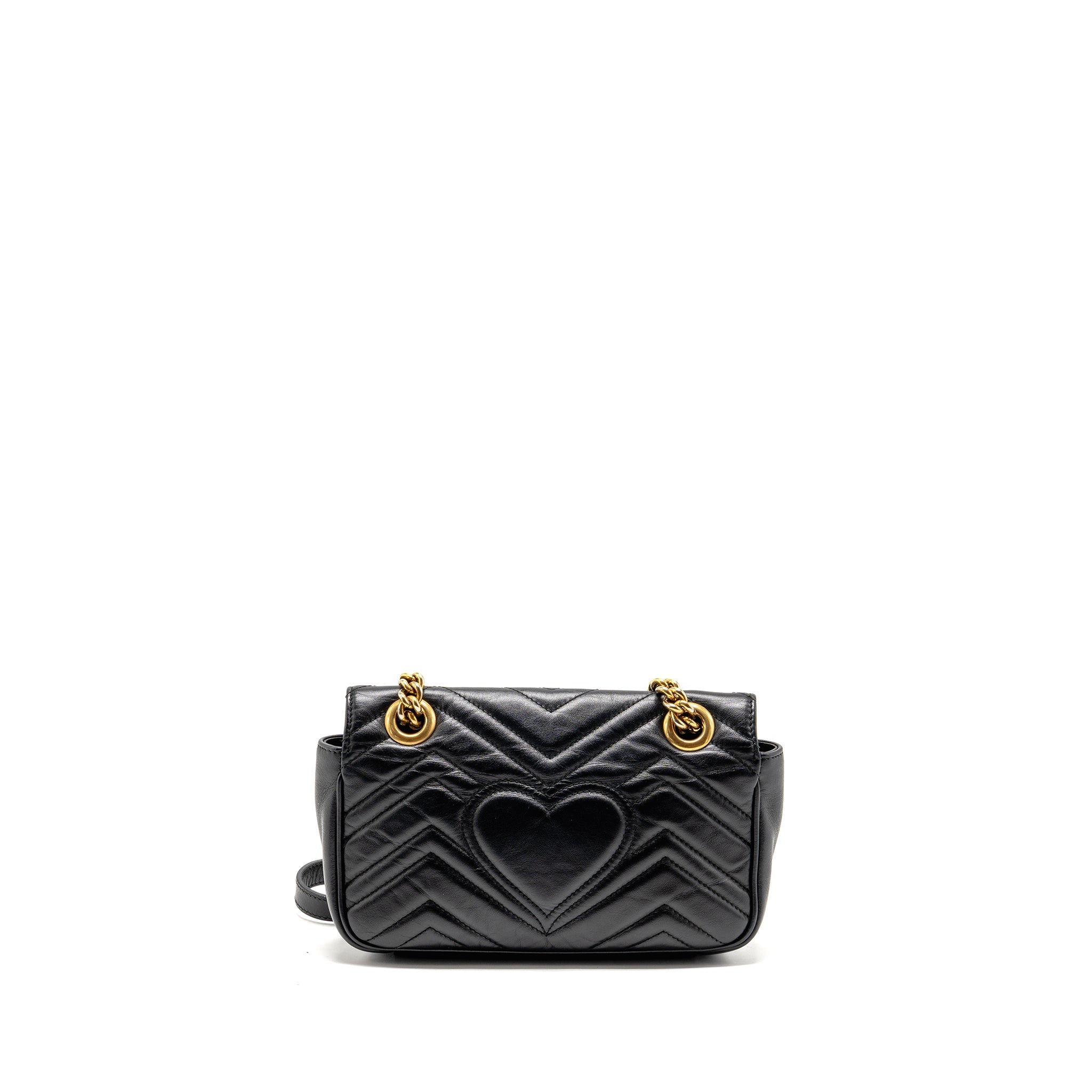 GUCCI SMALL GG MARMONT SHOULDER BAG CALFSKIN BLACK GHW