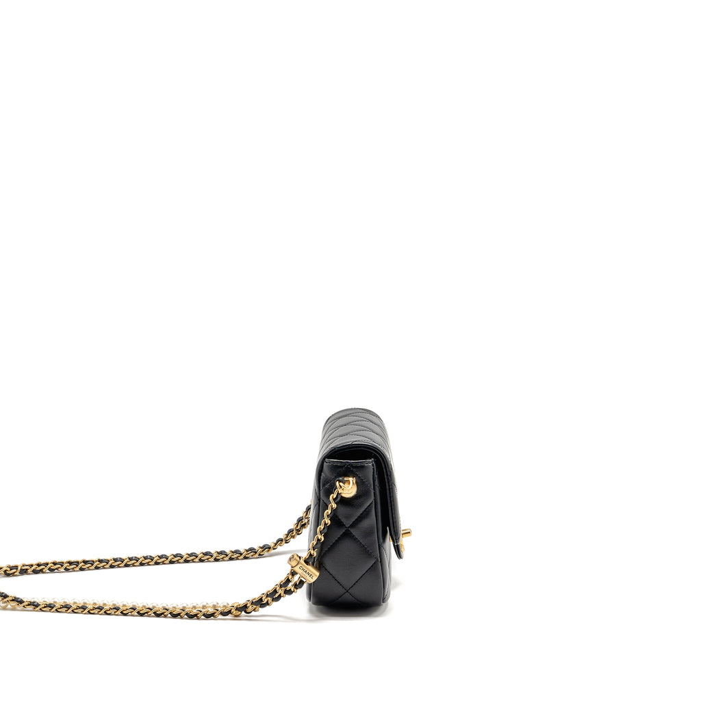 CHANEL MY PERFECT MINI FLAP BAG LAMBSKIN BLACK GHW (MICROCHIP)