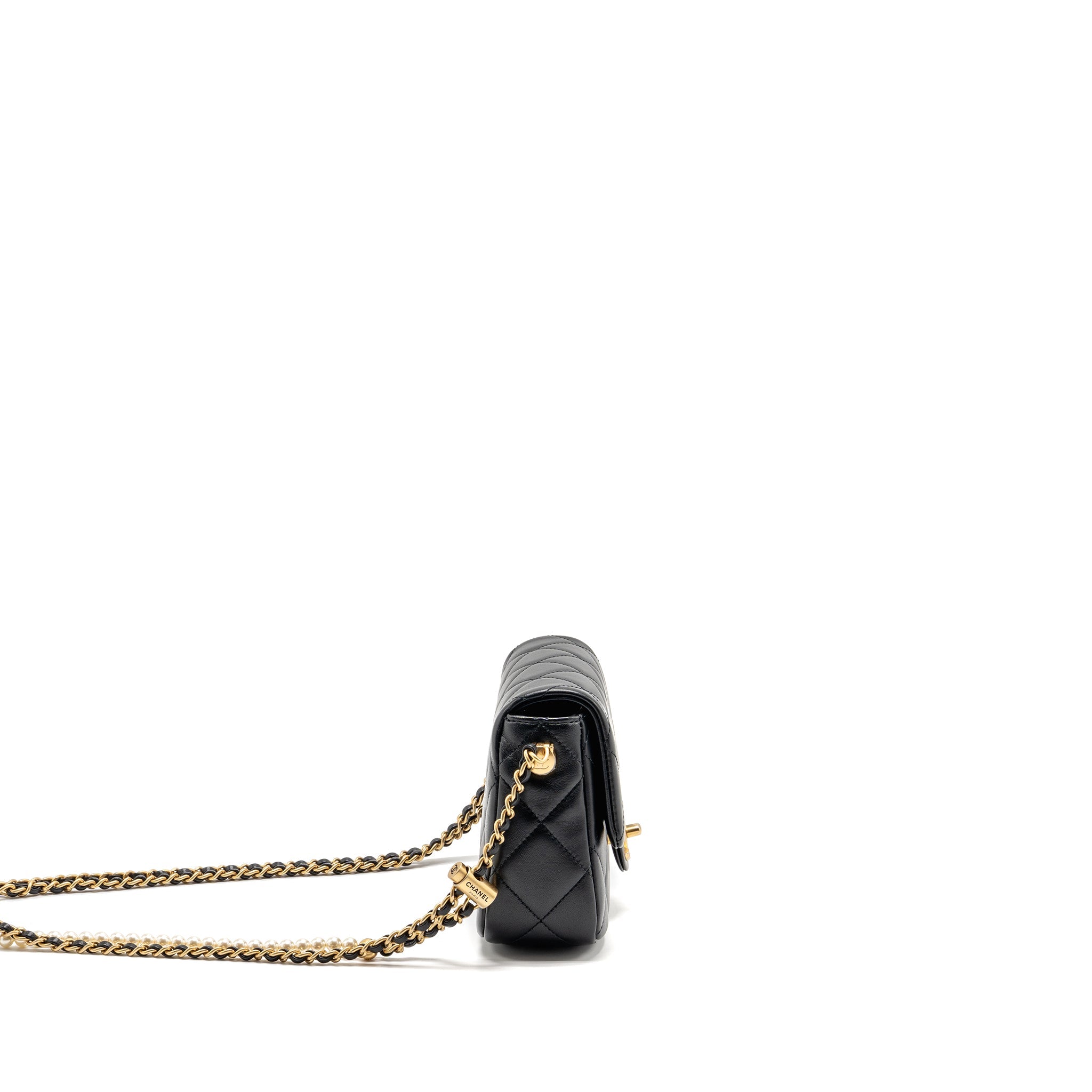 CHANEL MY PERFECT MINI FLAP BAG LAMBSKIN BLACK GHW (MICROCHIP)