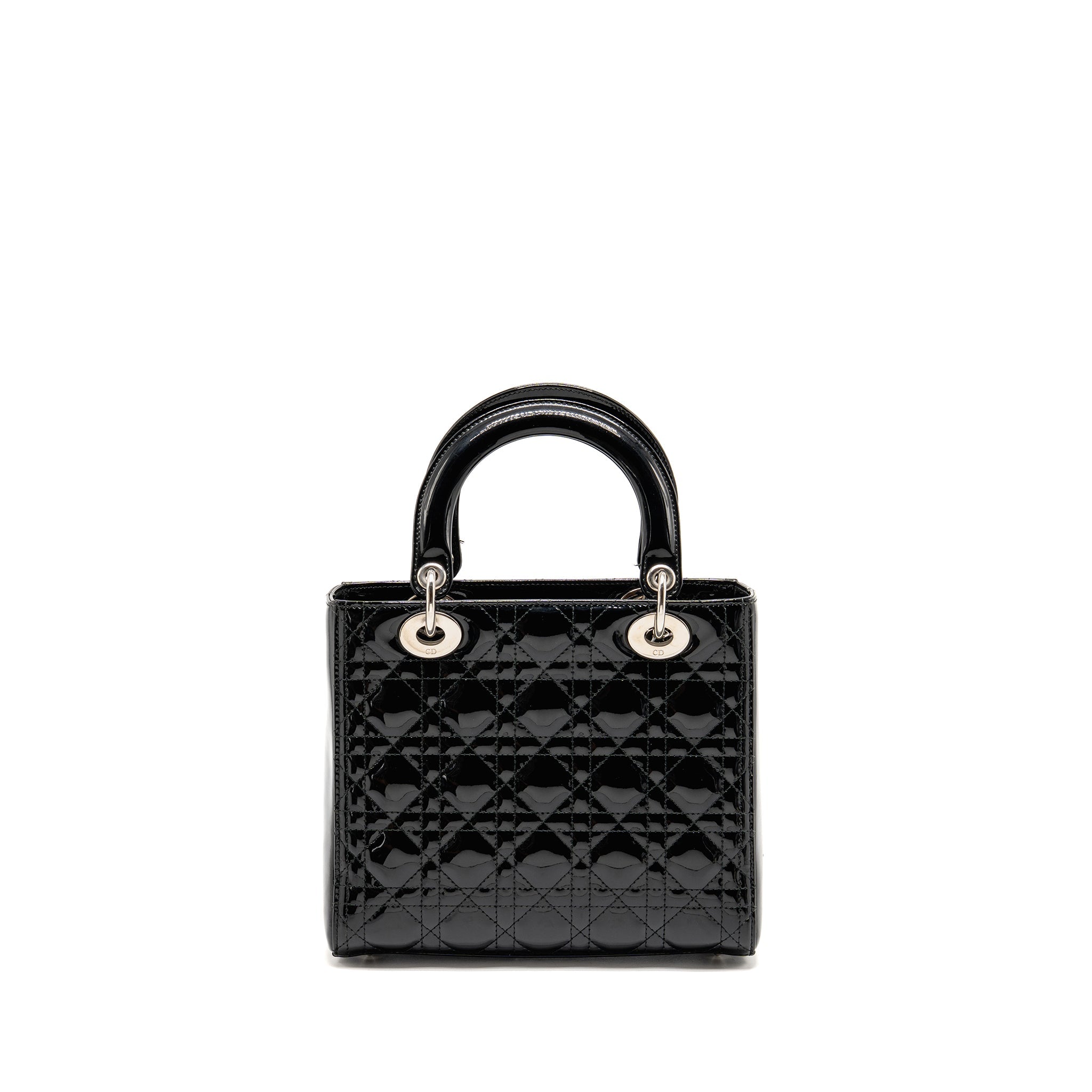 DIOR MEDIUM LADY DIOR PATENT LEATHER BLACK SHW