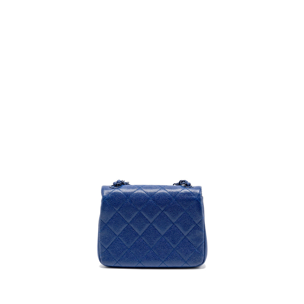 CHANEL INCOGNITO MINI SQUARE FLAP BAG CAVIAR BLUE WITH BLUE HARDWARE