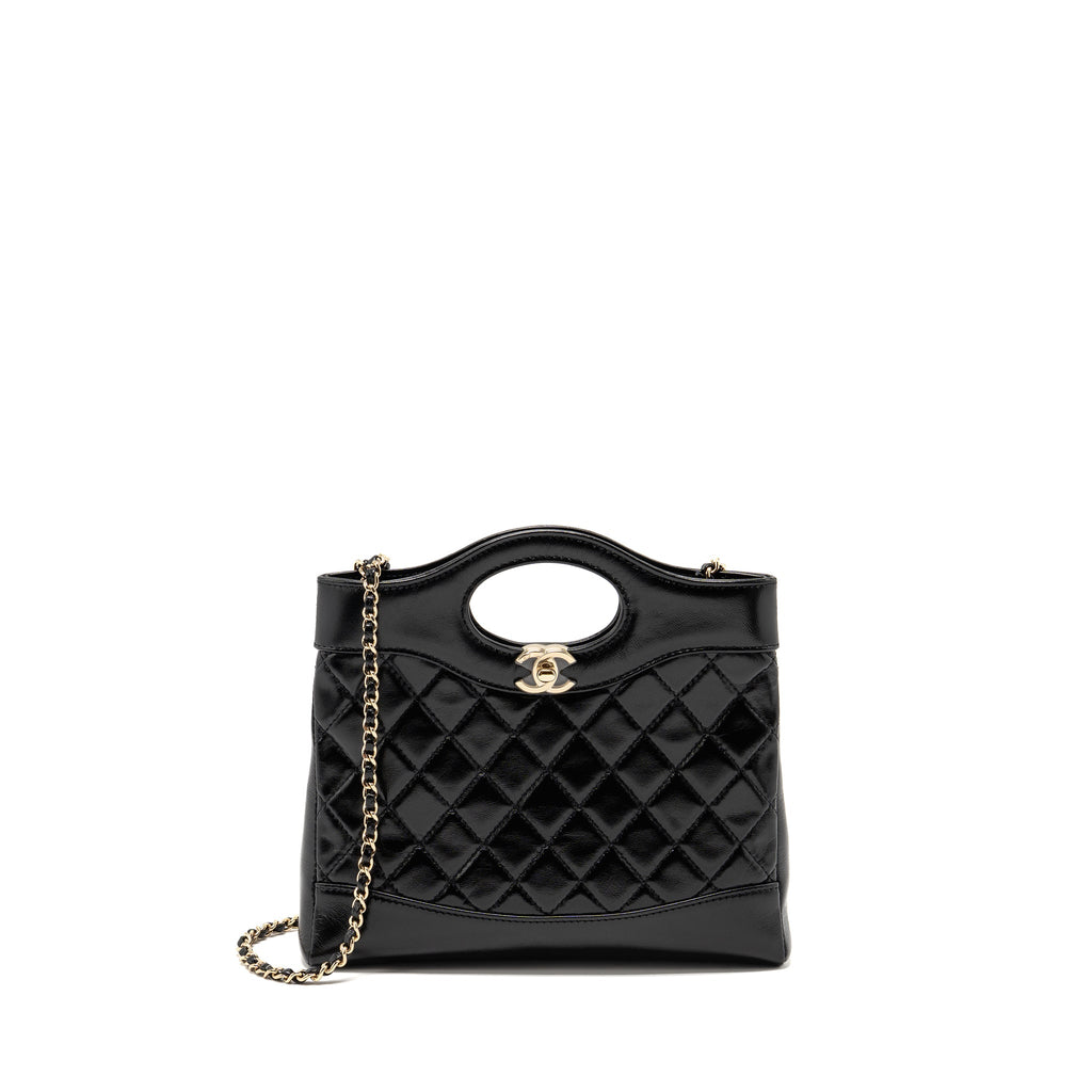 CHANEL MINI 31 BAG SHINY LAMBSKIN BLACK LGHW (MICROCHIP)