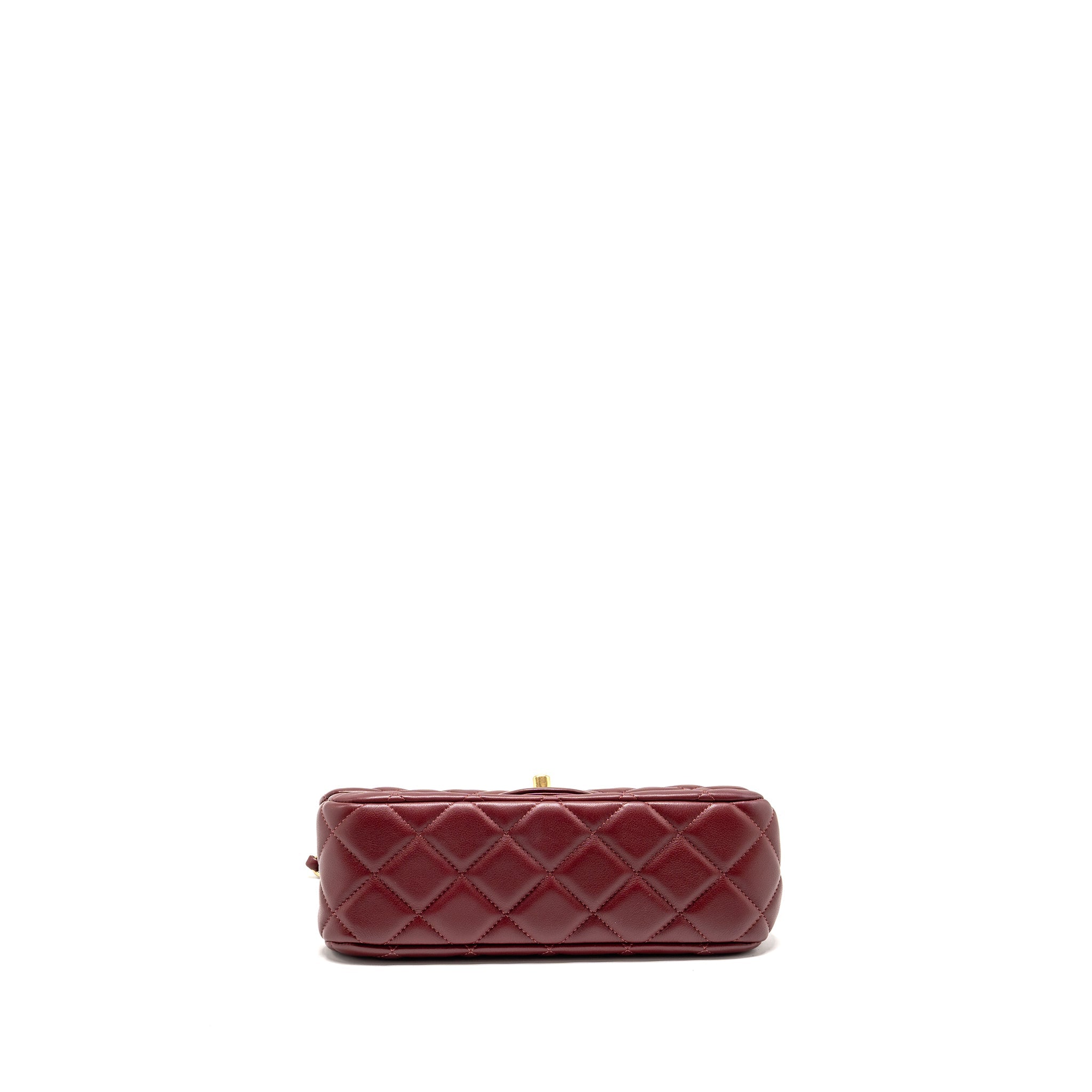 CHANEL HANGER FLAP BAG LAMBSKIN DARK RED GHW (MICROCHIP)