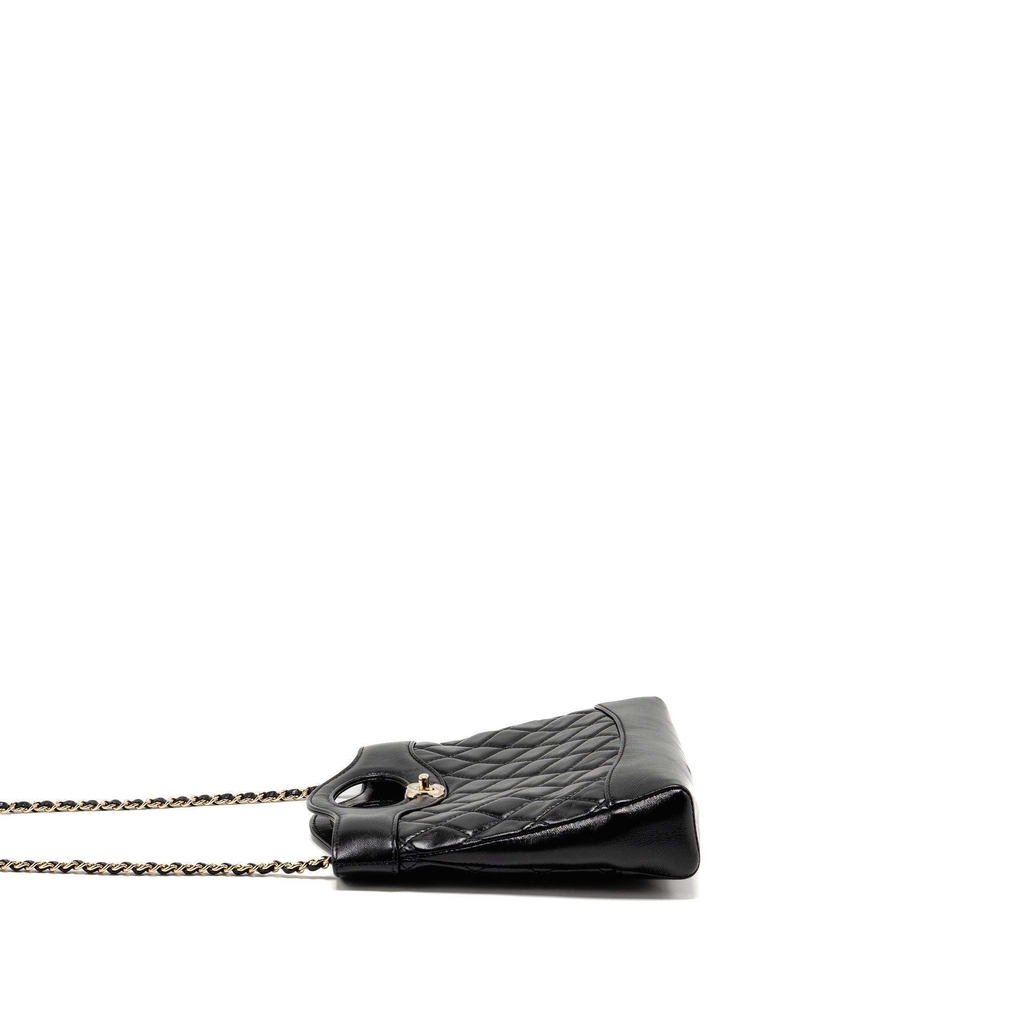 CHANEL MINI 31 BAG SHINY LAMBSKIN BLACK LGHW (MICROCHIP)