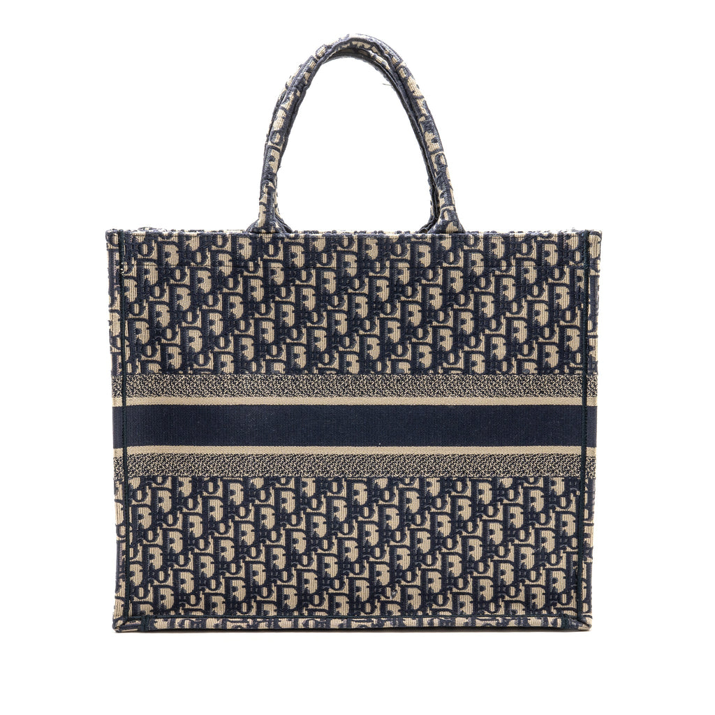 DIOR LARGE BOOK TOTE BLUE DIOR OBLIQUE EMBROIDERY