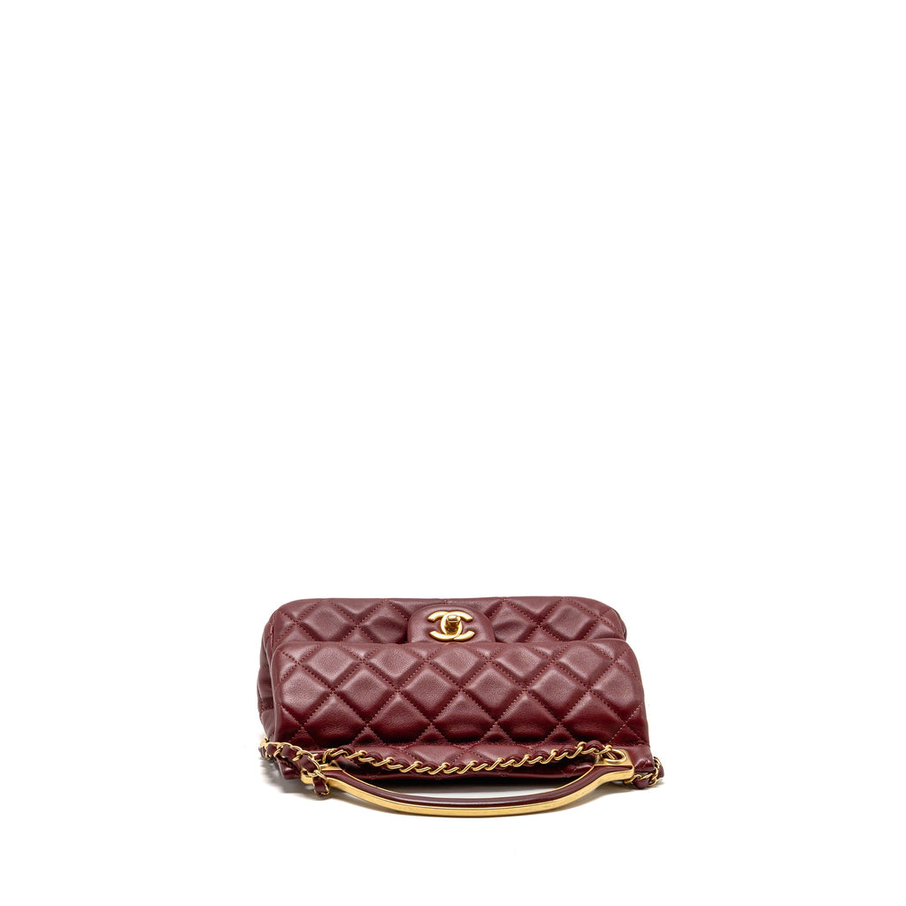 CHANEL HANGER FLAP BAG LAMBSKIN DARK RED GHW (MICROCHIP)
