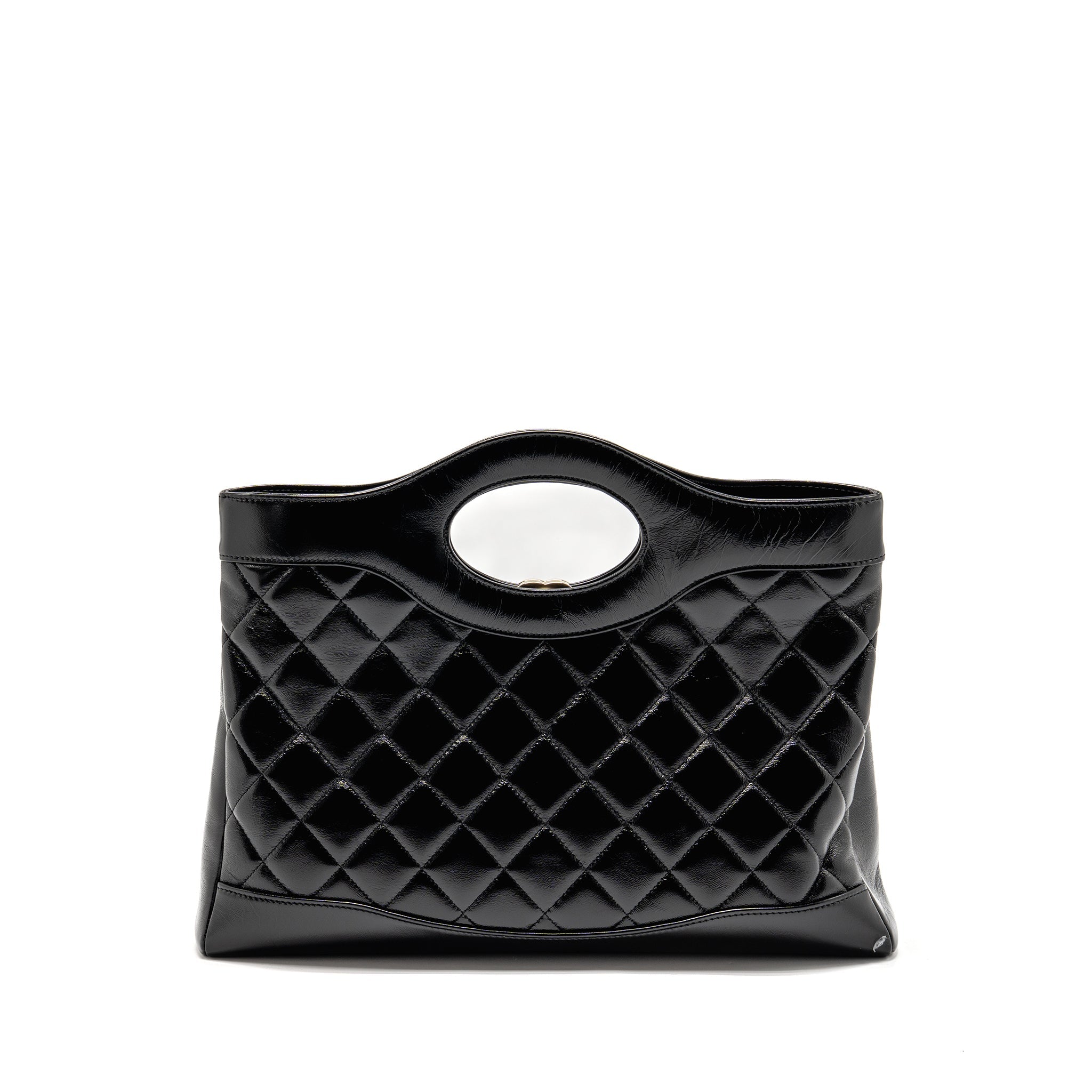 CHANEL MEDIUM 31 BAG SHINY LAMBSKIN BLACK LGHW (MICROCHIP)