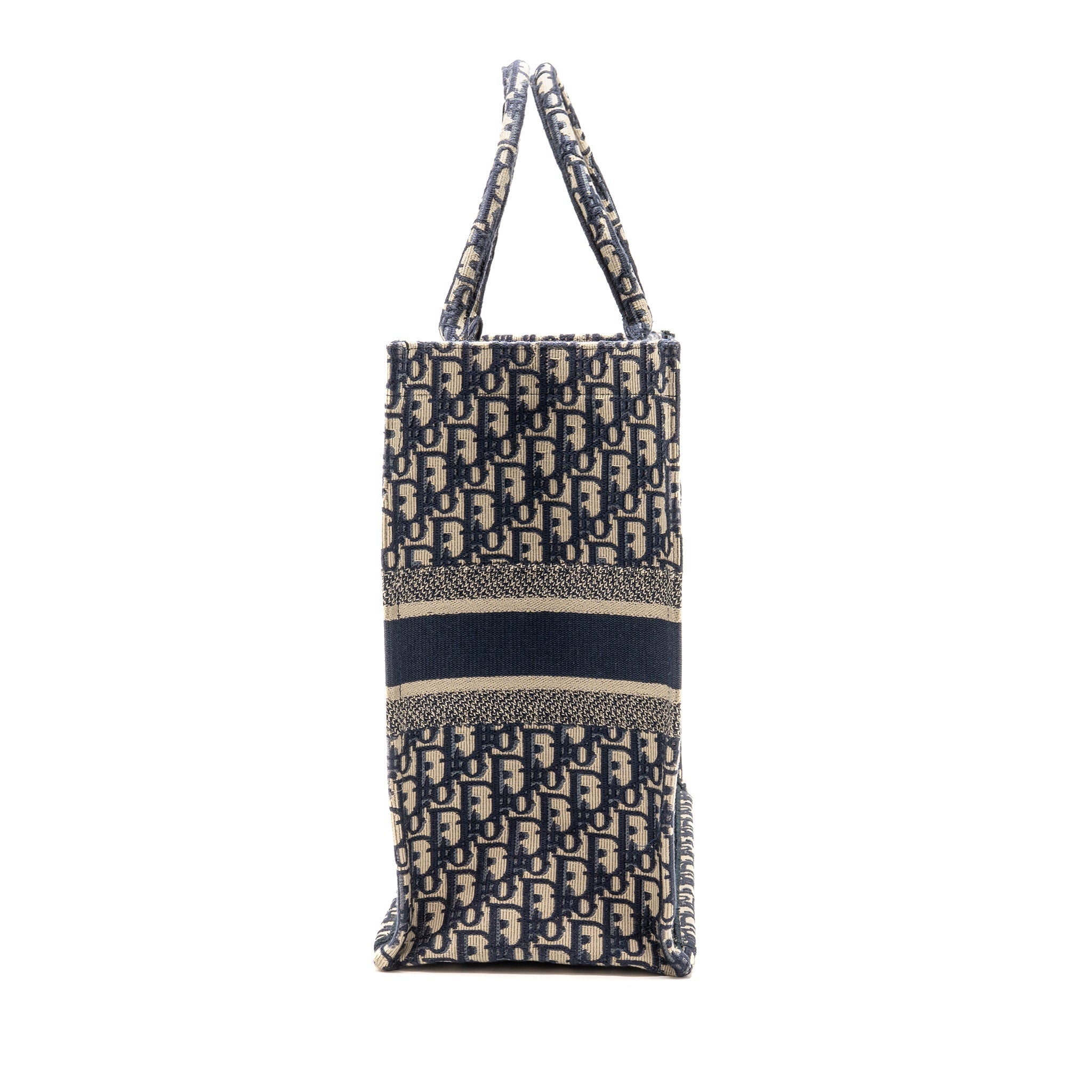 DIOR LARGE BOOK TOTE BLUE DIOR OBLIQUE EMBROIDERY