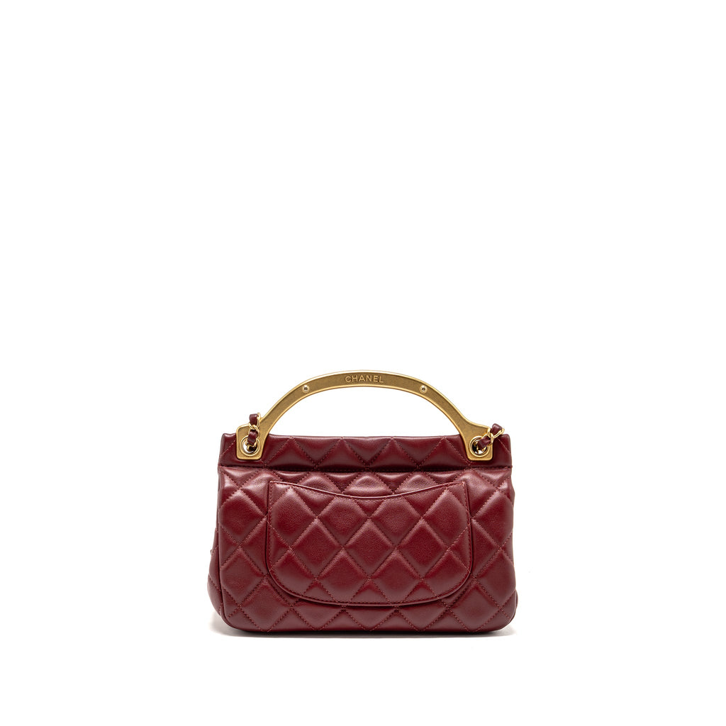 CHANEL HANGER FLAP BAG LAMBSKIN DARK RED GHW (MICROCHIP)