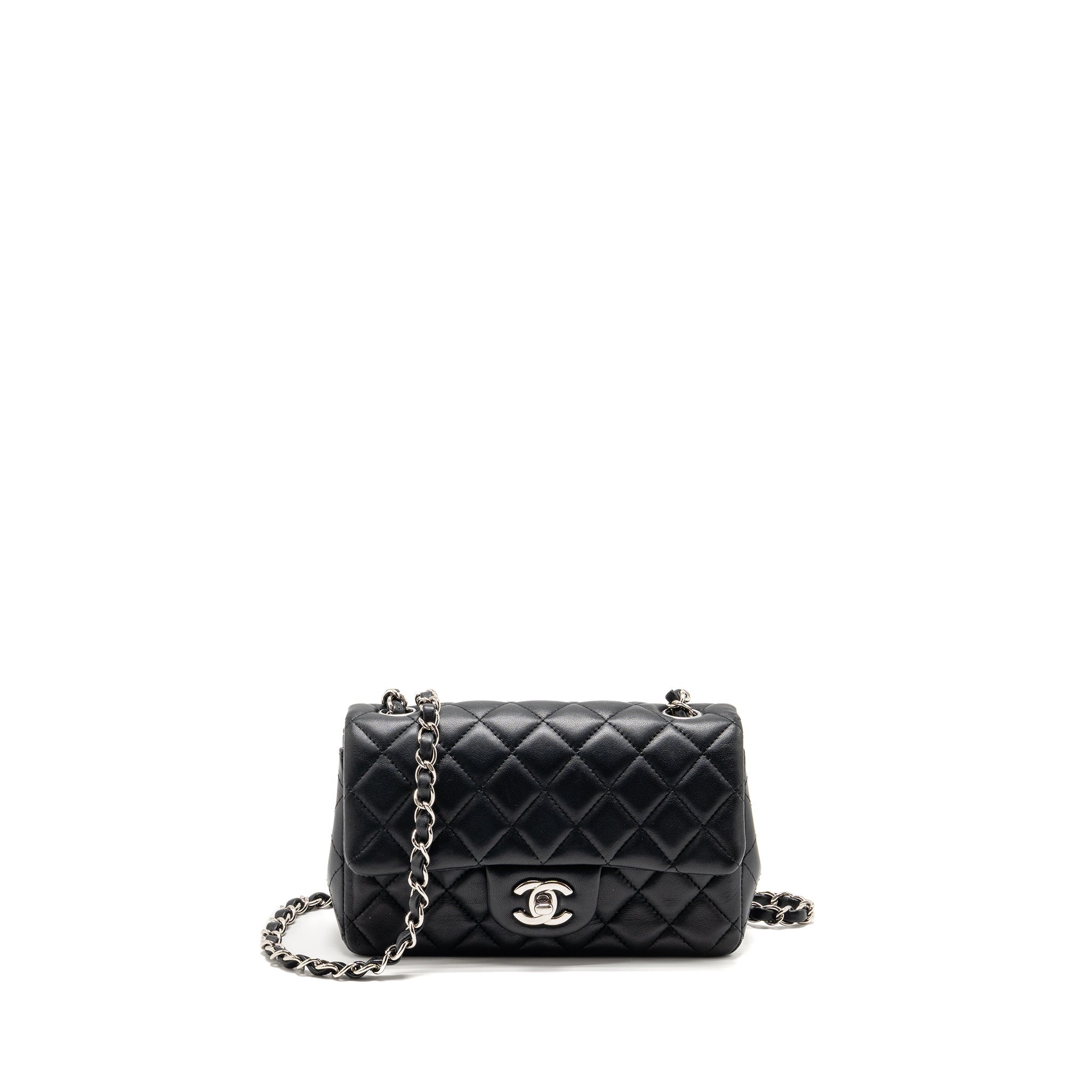 CHANEL MINI RECTANGULAR FLAP BAG LAMBSKIN BLACK SHW