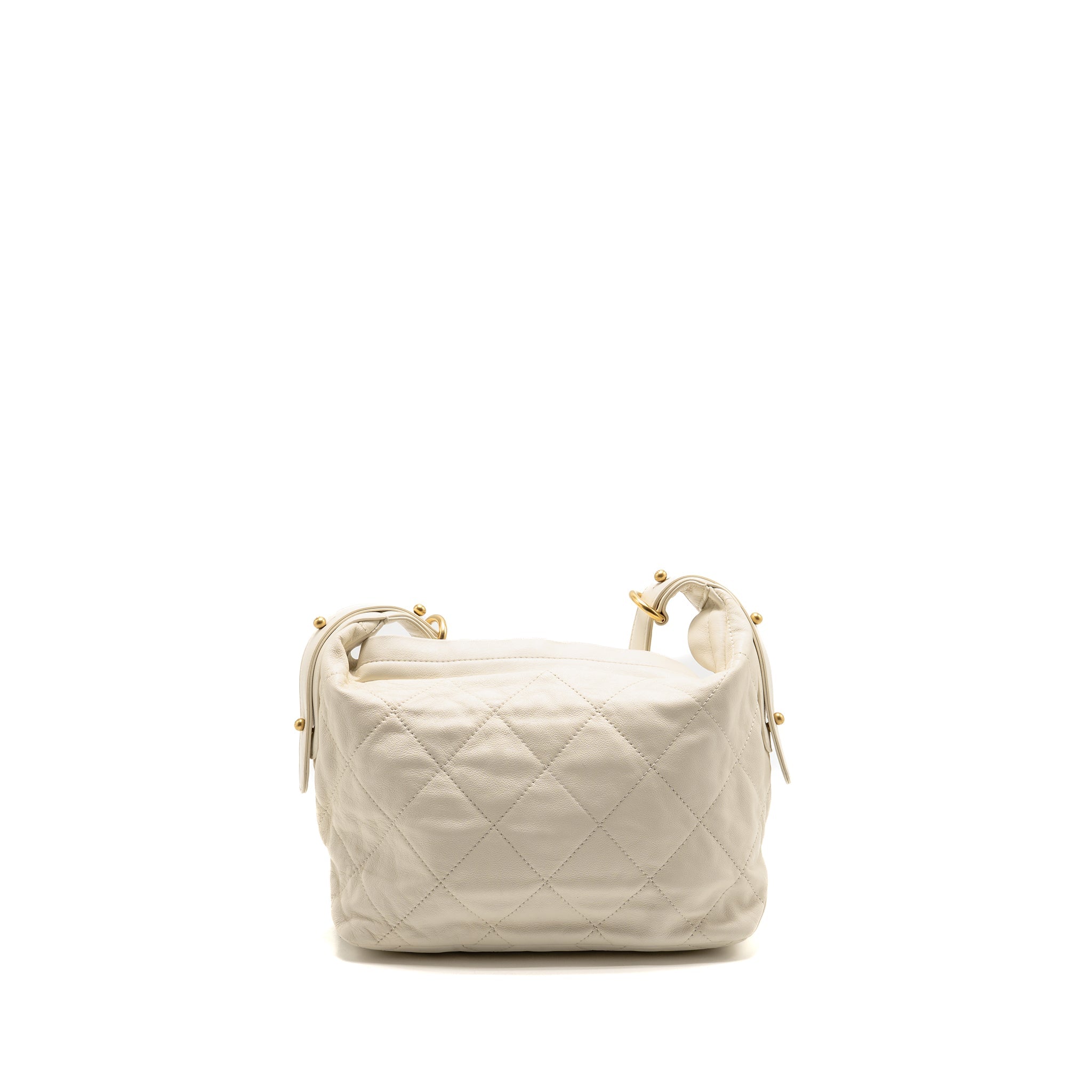 CHANEL CC DAILY HOBO BAG CALFSKIN WHITE GHW (MICROCHIP)