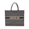DIOR LARGE BOOK TOTE BLUE DIOR OBLIQUE EMBROIDERY