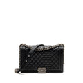 CHANEL NEW MEDIUM BOY BAG CALFSKIN BLACK RUTHENIUM HARDWARE