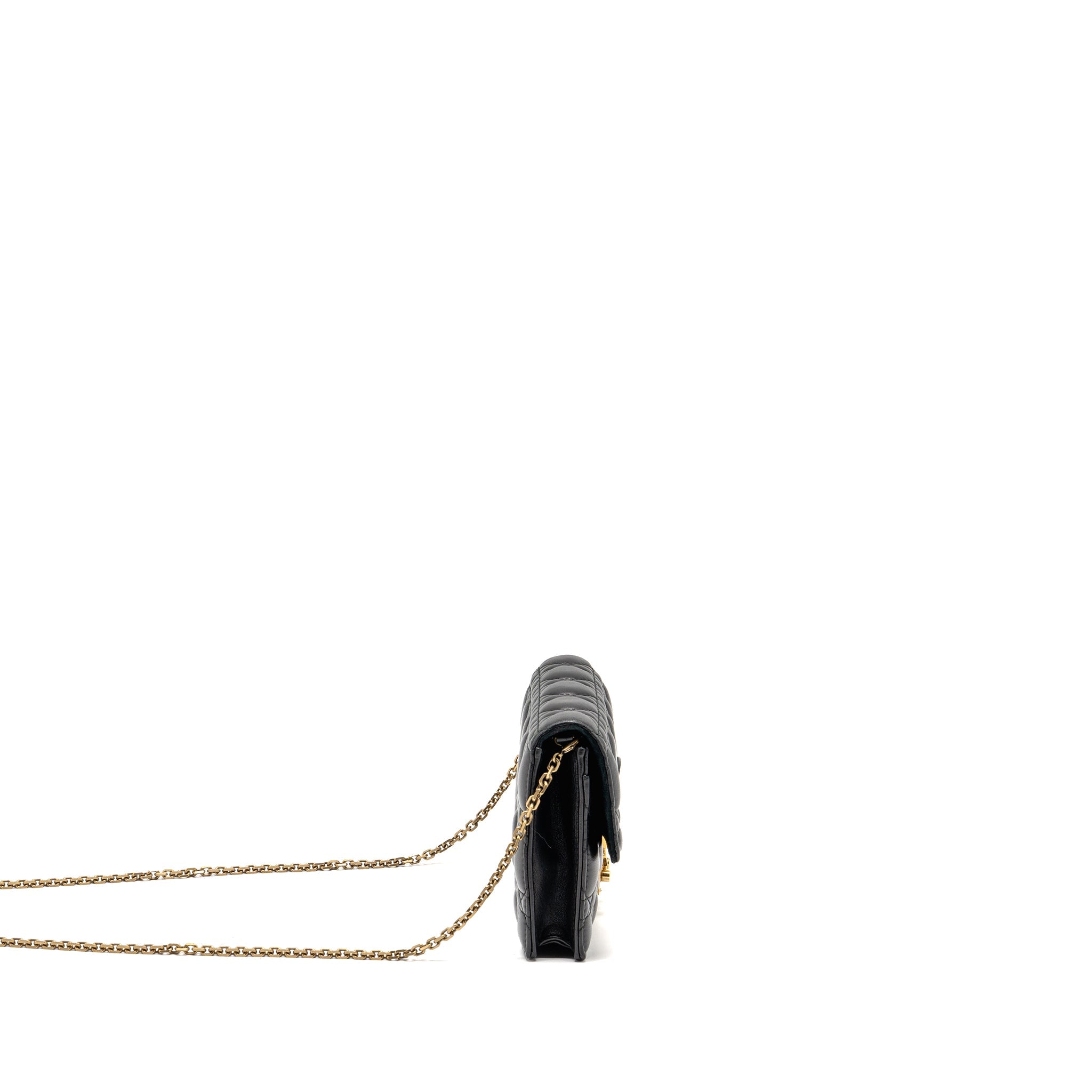 DIOR DIORADDICT WALLET ON CHAIN CANNAGE LEATHER BLACK GHW