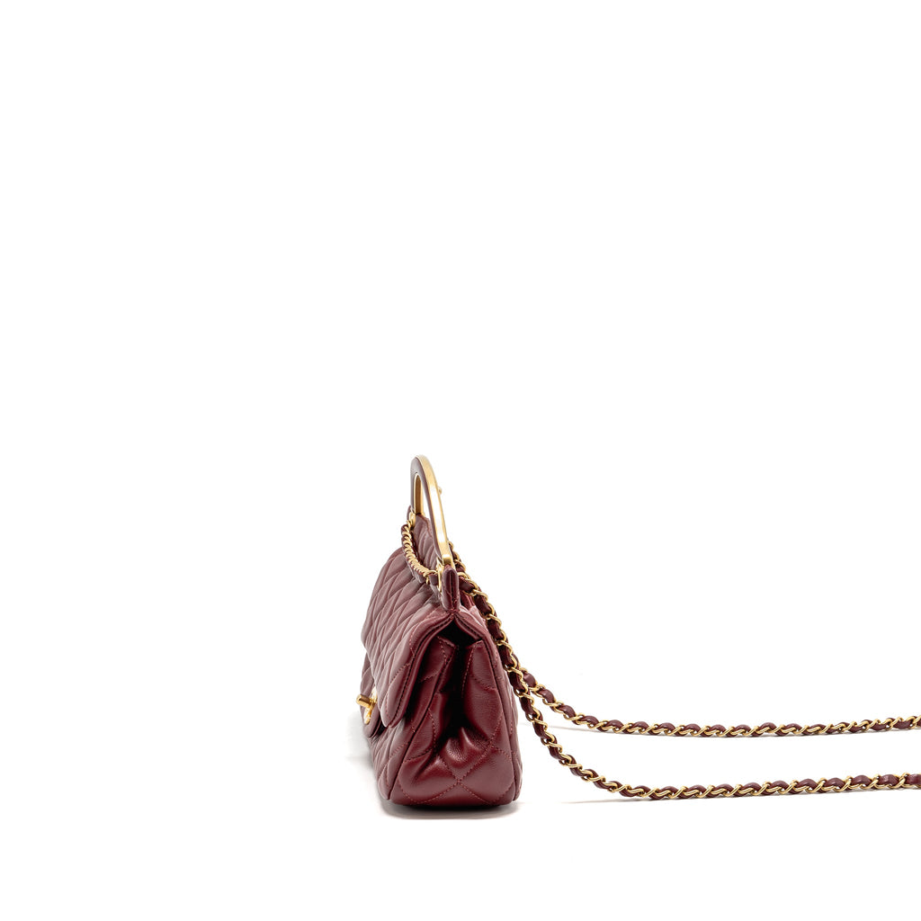 CHANEL HANGER FLAP BAG LAMBSKIN DARK RED GHW (MICROCHIP)