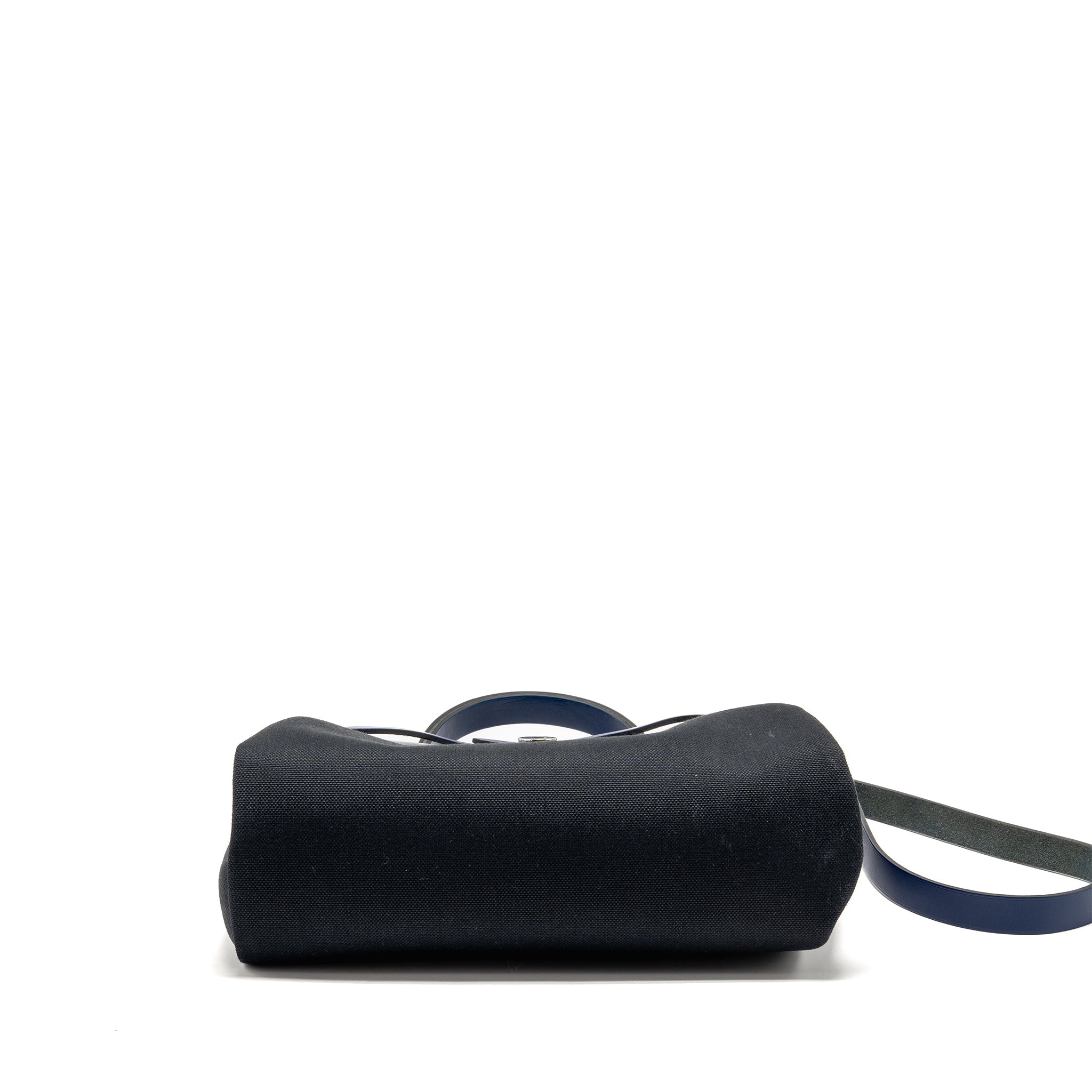 HERMES HERBAG 31 ZIP BAG CANVAS/LEATHER BLACK/BLUE SAPHIR SHW