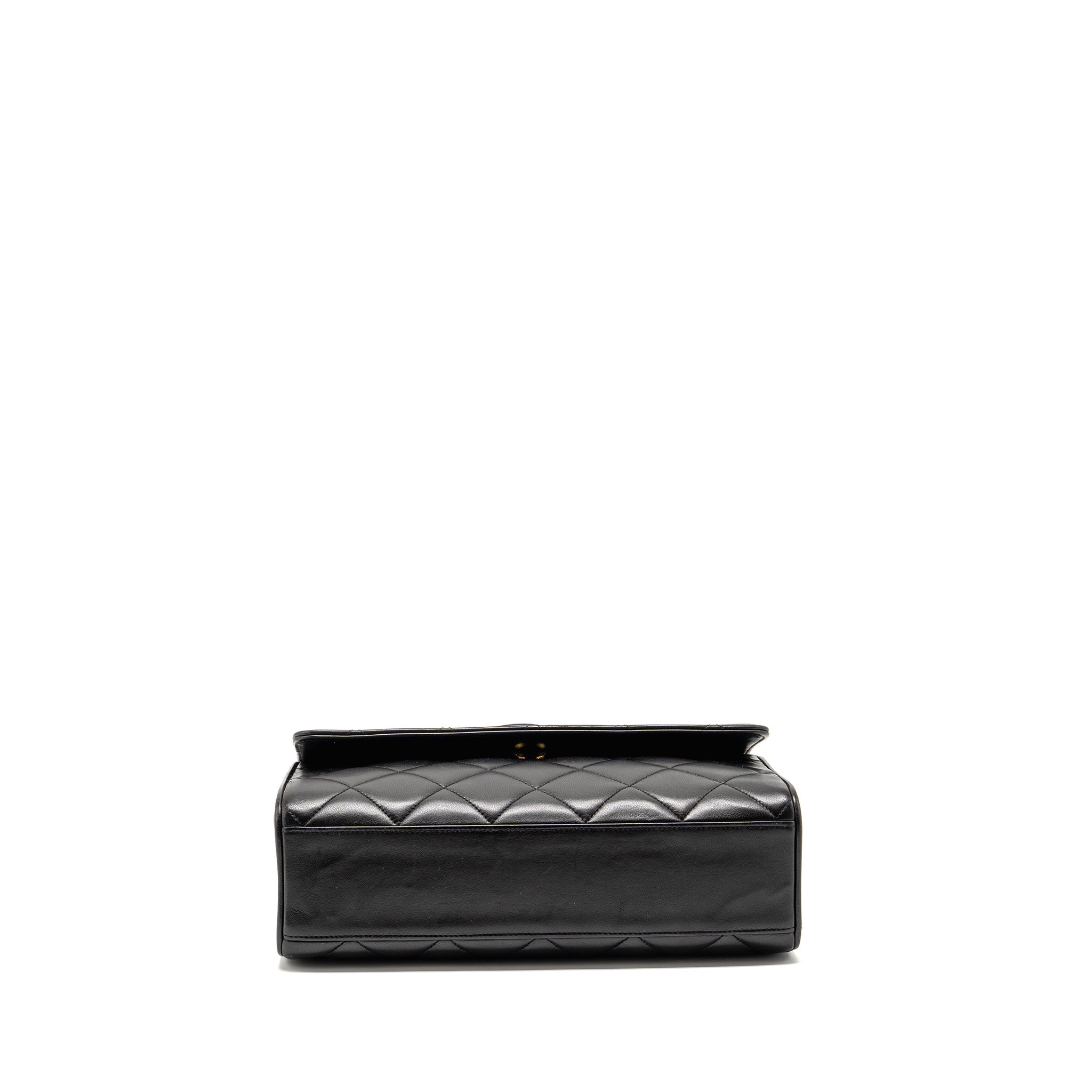 CHANEL VINTAGE QUILTED CC FLAP BAG LAMBSKIN BLACK GHW