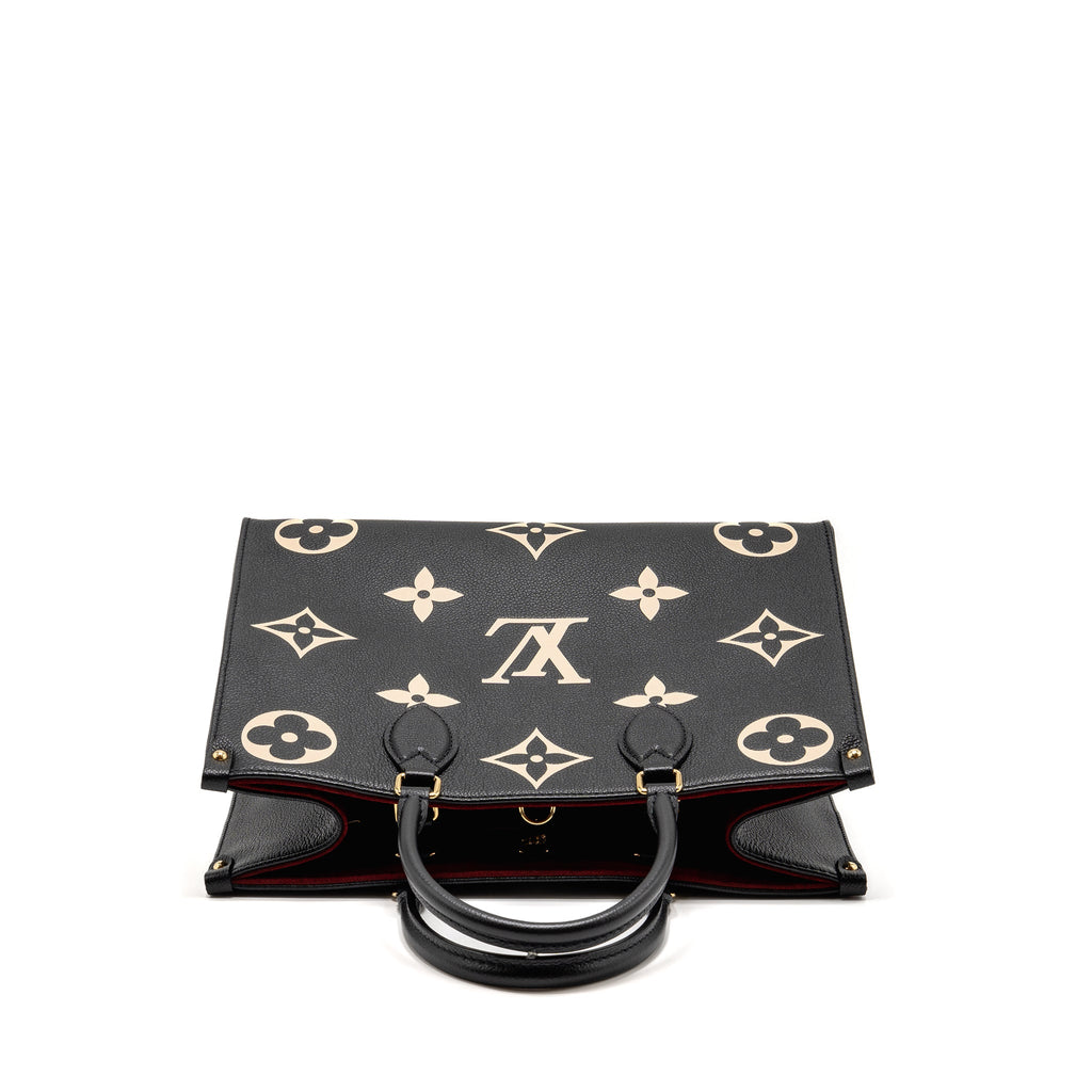 LOUIS VUITTON ONTHEGO MM MONOGRAM EMPREINTE LEATHER BLACK/BEIGE GHW