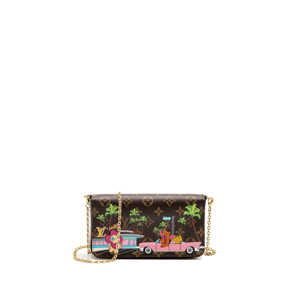 LOUIS VUITTON POCHETTE FELICIE LIMITED EDITION VIVIENNE MASCOT ON HOLLYWOOD DRIVE MONOGRAM CANVAS GHW