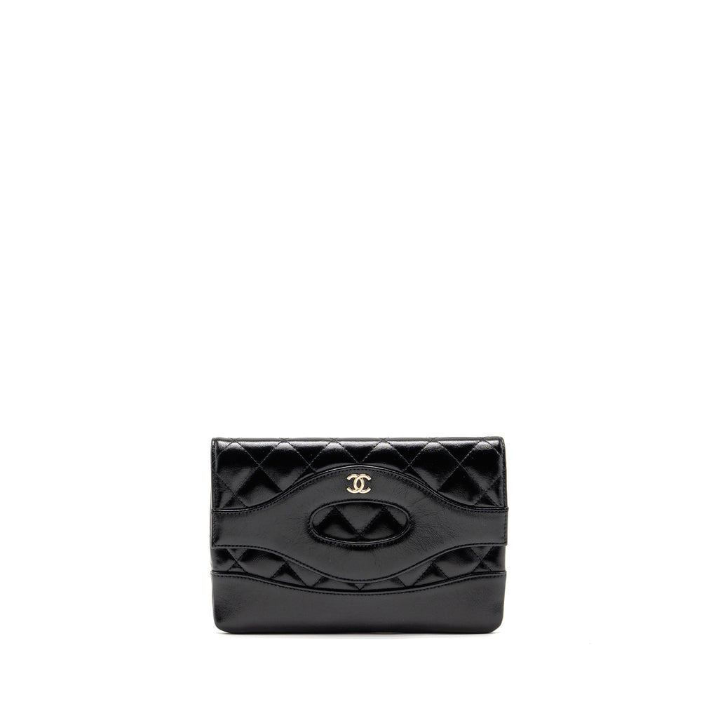 CHANEL 24S MINI 31 CLUTCH BAG SHINY LAMBSKIN BLACK LGHW (MICROCHIP)