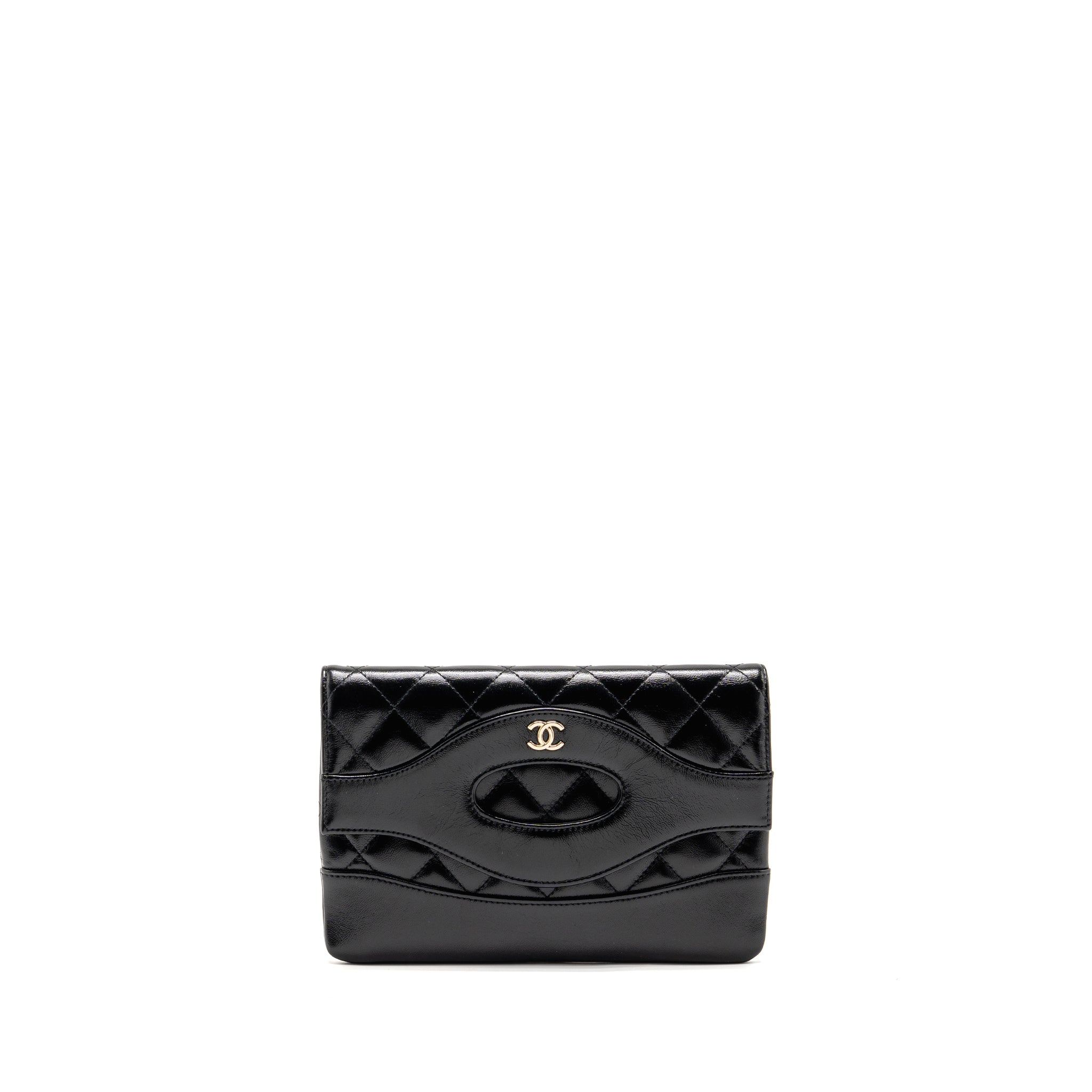 CHANEL 24S MINI 31 CLUTCH BAG SHINY LAMBSKIN BLACK LGHW (MICROCHIP)