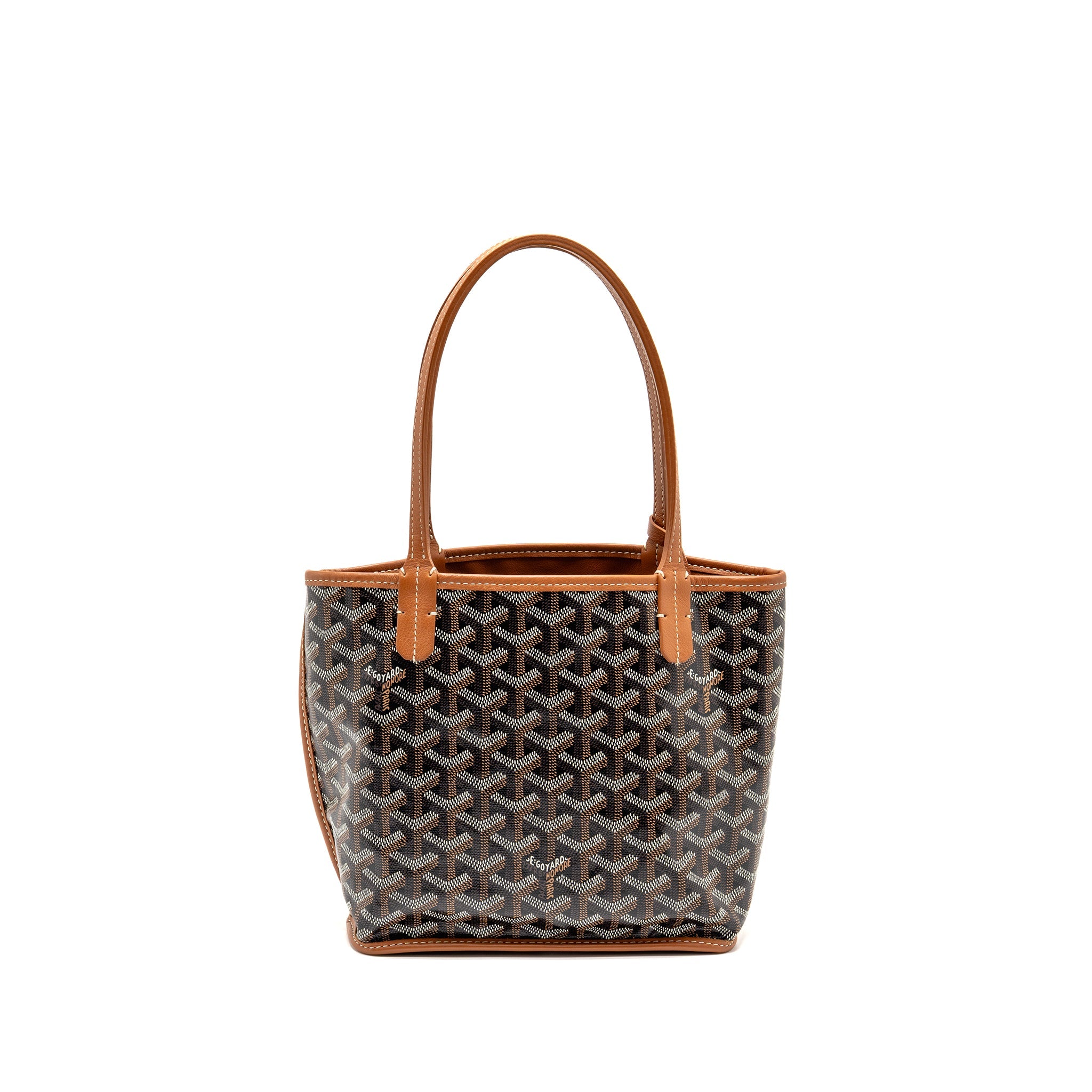 GOYARD MINI ANJOU TOTE BAG GOYARDLINE CANVAS / CALFSKIN TAN SHW