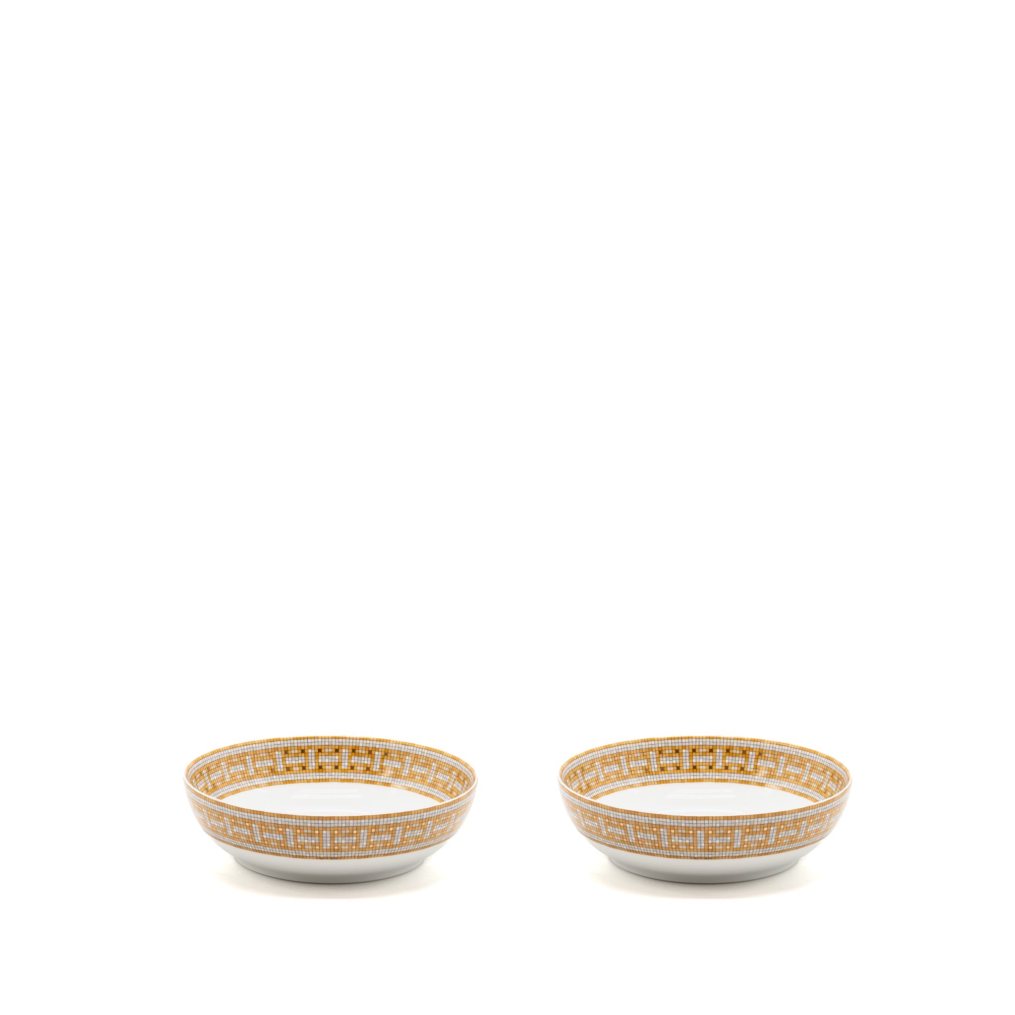 HERMES ASSIETTE CALOTTE MOSAIQUE AU 24 GOLD HOLLOW DISH MULTICOLOUR (SELL IN A SET)