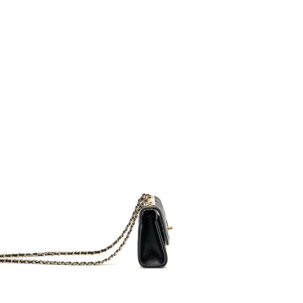 CHANEL MINI TRENDY CC CLUTCH WITH CHAIN LAMBSKIN BLACK LGHW