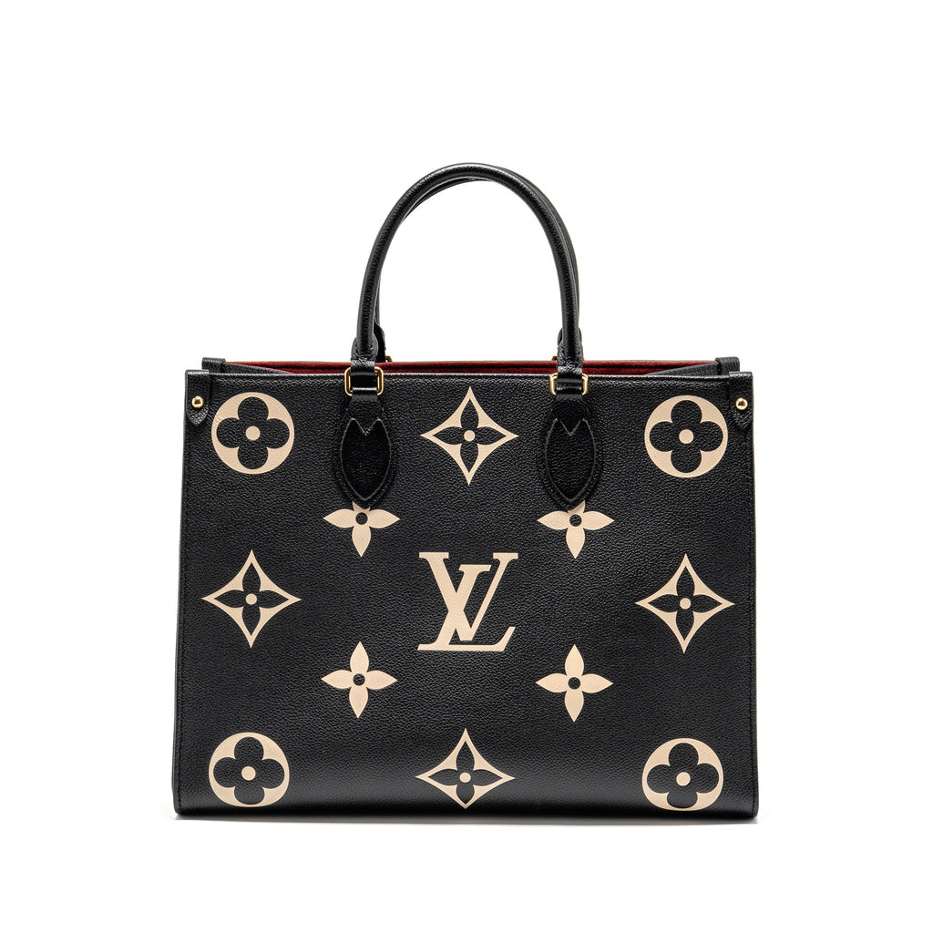 LOUIS VUITTON ONTHEGO MM MONOGRAM EMPREINTE LEATHER BLACK/BEIGE GHW