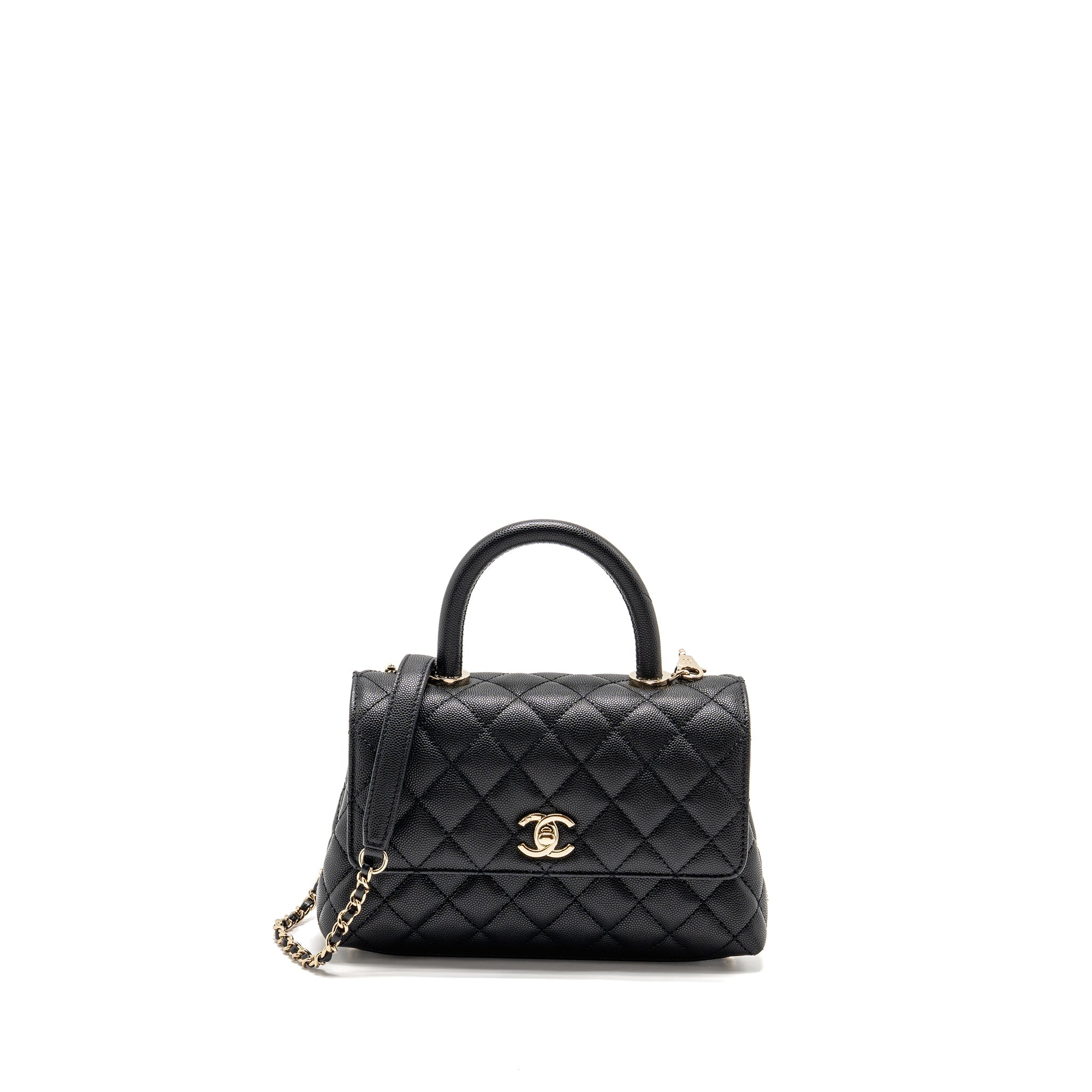 CHANEL SMALL COCO HANDLE CAVIAR BLACK LGHW (MICROCHIP)