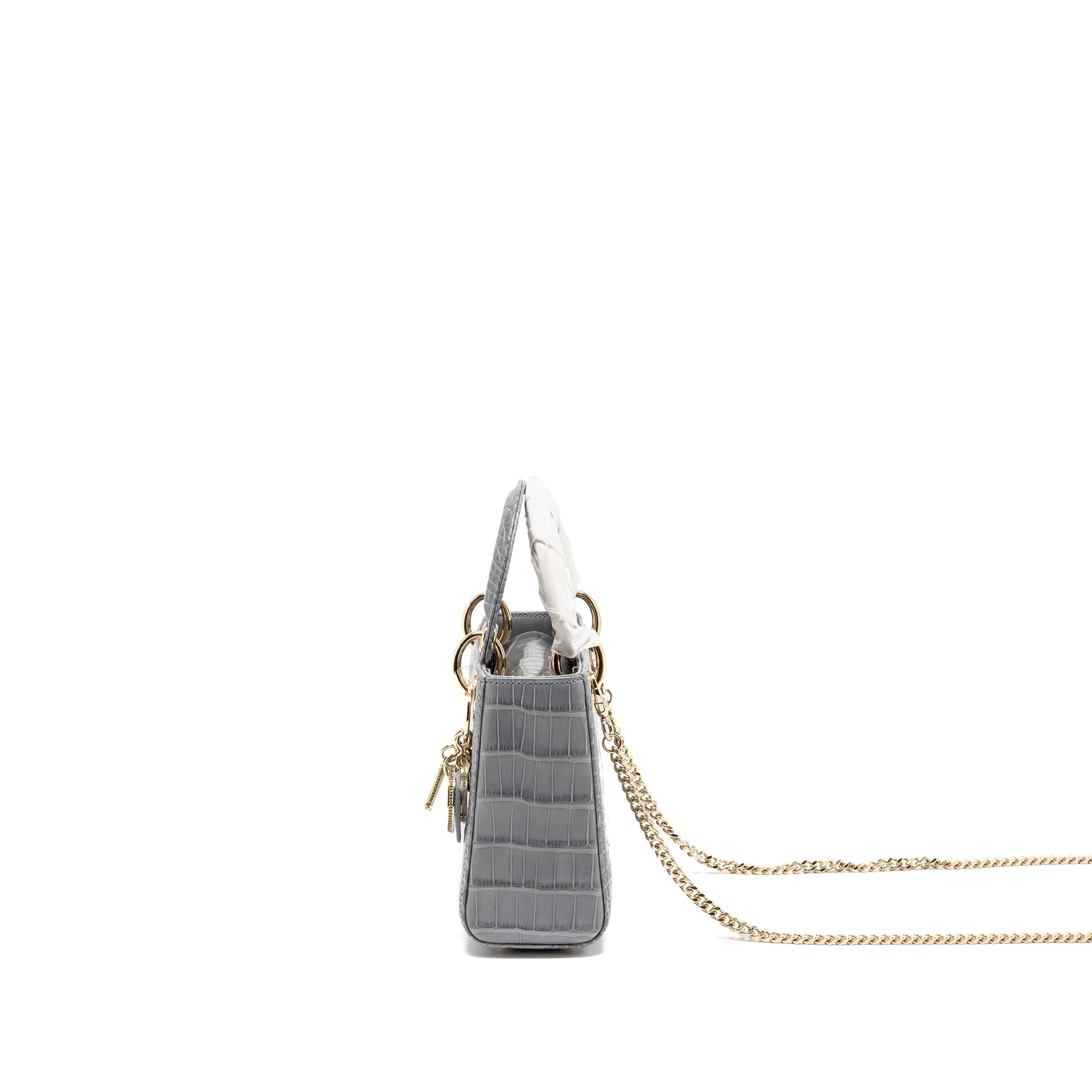 DIOR MINI LADY DIOR ALLIGATOR MISSISSIPPIENSIS GREY LGHW