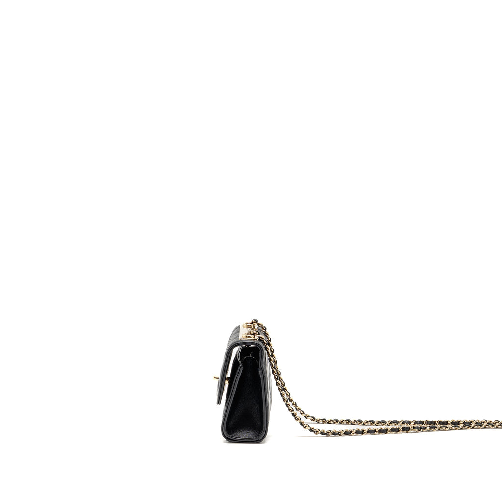 CHANEL MINI TRENDY CC CLUTCH WITH CHAIN LAMBSKIN BLACK LGHW