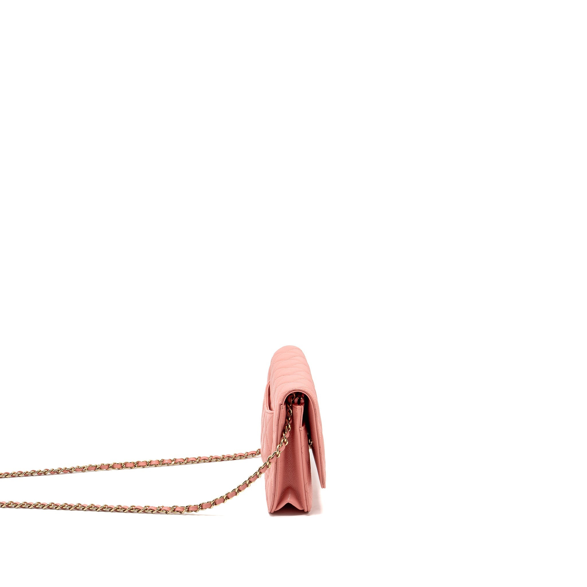 CHANEL CLASSIC WALLET ON CHAIN CAVIAR PINK LGHW (MICROCHIP)