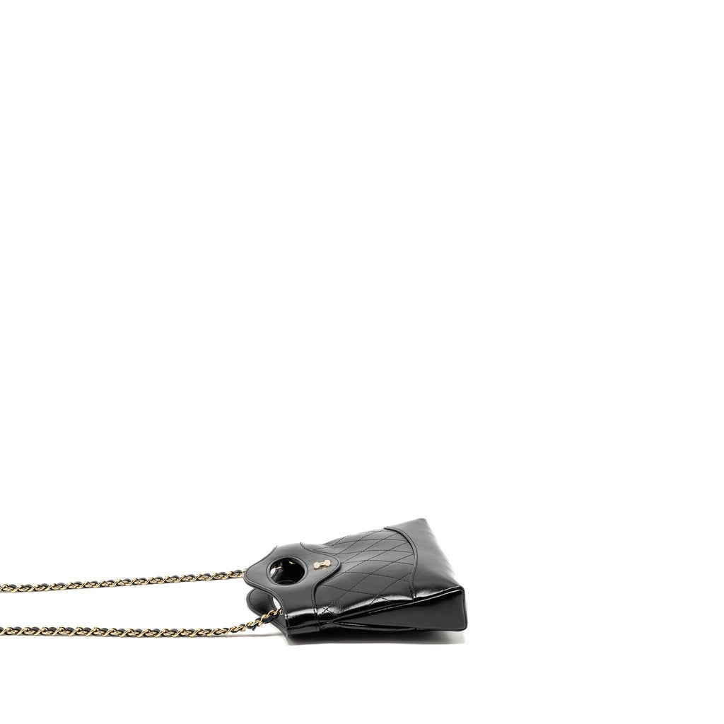 CHANEL 24C MINI 31 CLUTCH WITH CHAIN SHINY CALFSKIN BLACK LGHW (MICROCHIP)