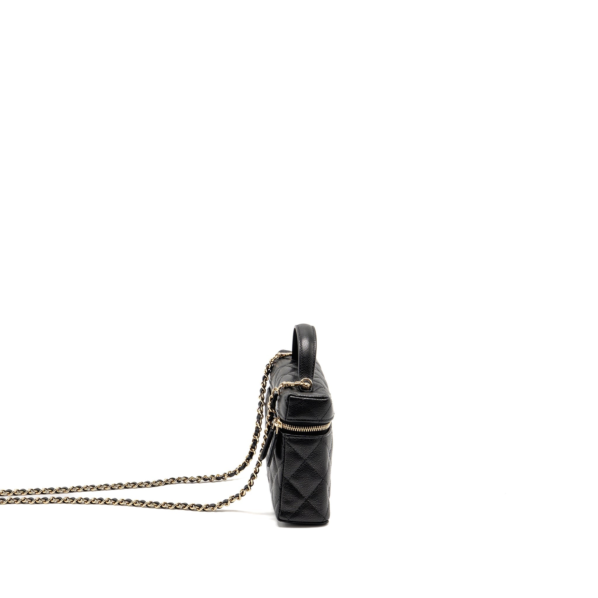 CHANEL 25P CC TOP HANDLE VANITY BAG CAVIAR BLACK LGHW(MICROCHIP)