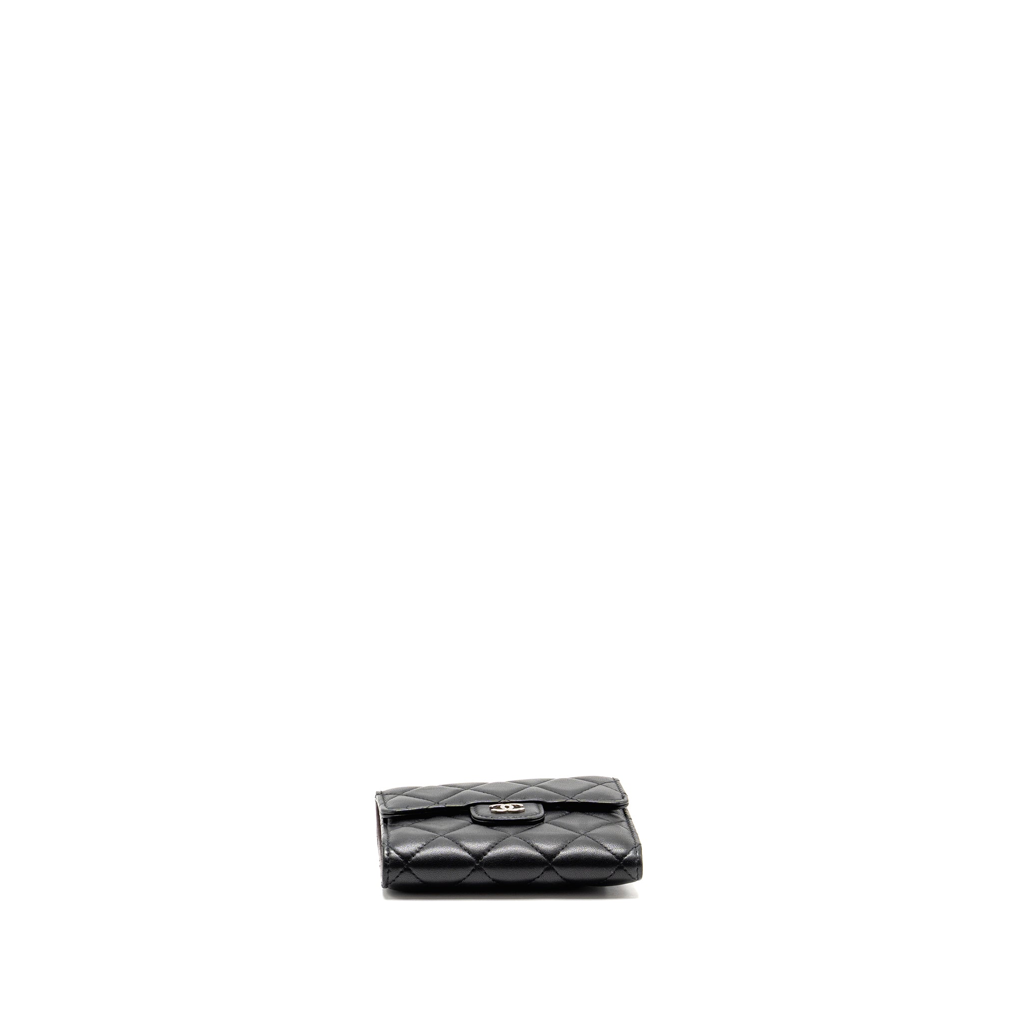 CHANEL SMALL CLASSIC FLAP WALLET LAMBSKIN BLACK SHW