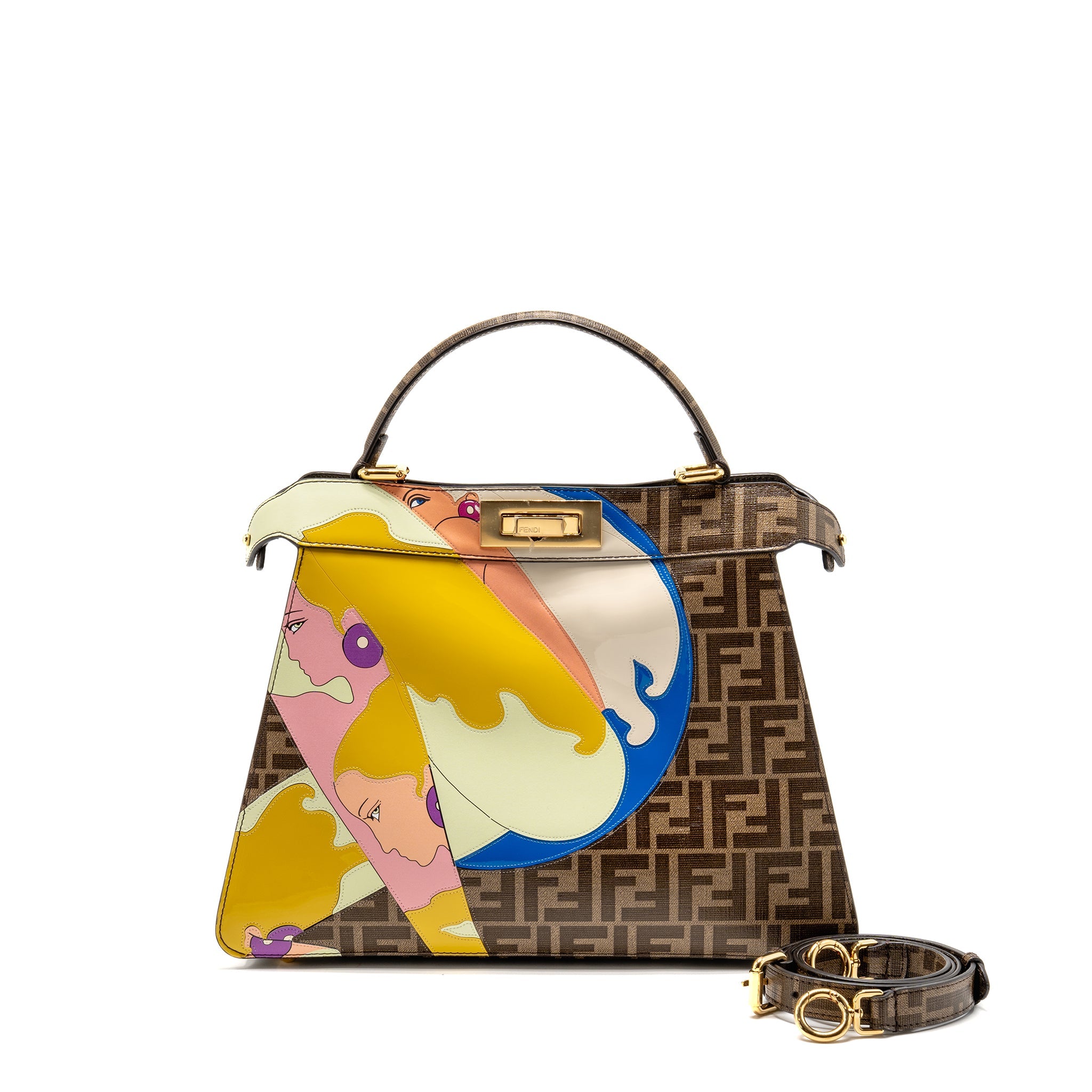 FENDI PEEKABOO ISEEU ANTONIO LOPEZ ZUCCA COATED CANVAS MULTICOLOUR GHW