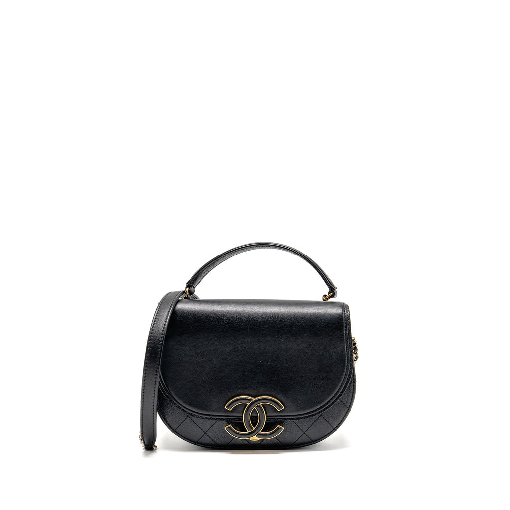 CHANEL SMALL COCO CURVE FLAP BAG SHINY GOATSKIN/CALFSKIN BLACK GHW