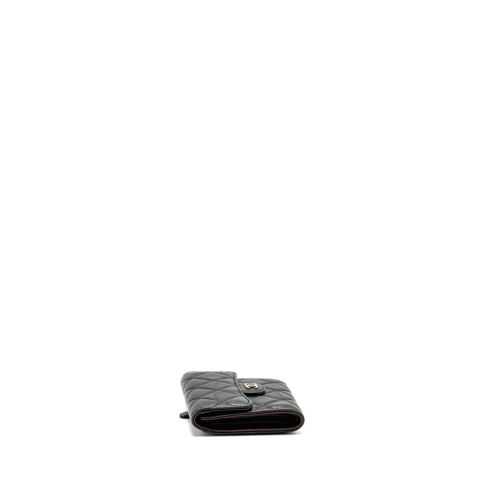 CHANEL SMALL CLASSIC FLAP WALLET LAMBSKIN BLACK SHW