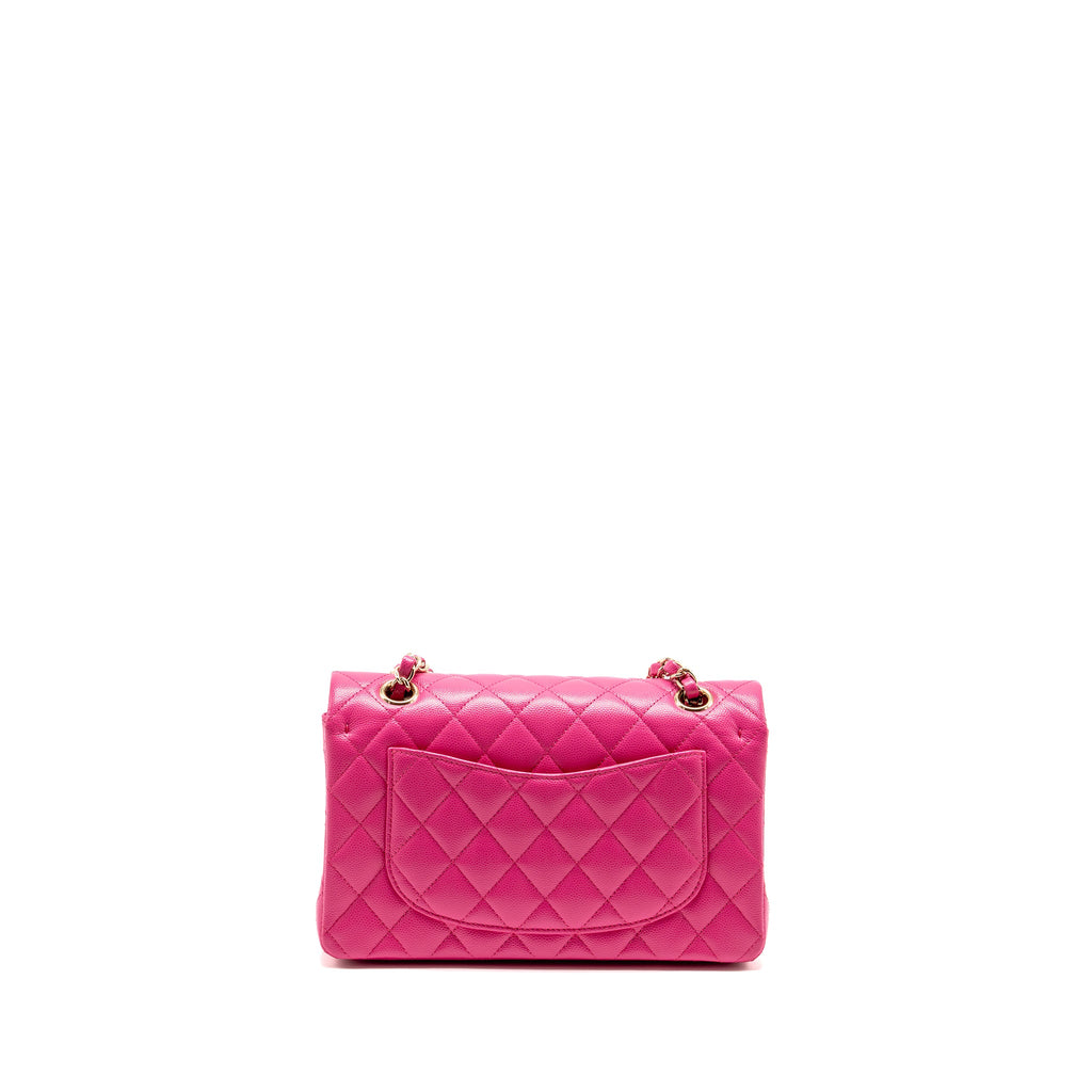 CHANEL SMALL CLASSIC DOUBLE FLAP BAG CAVIAR PINK LGHW (MICROCHIP)