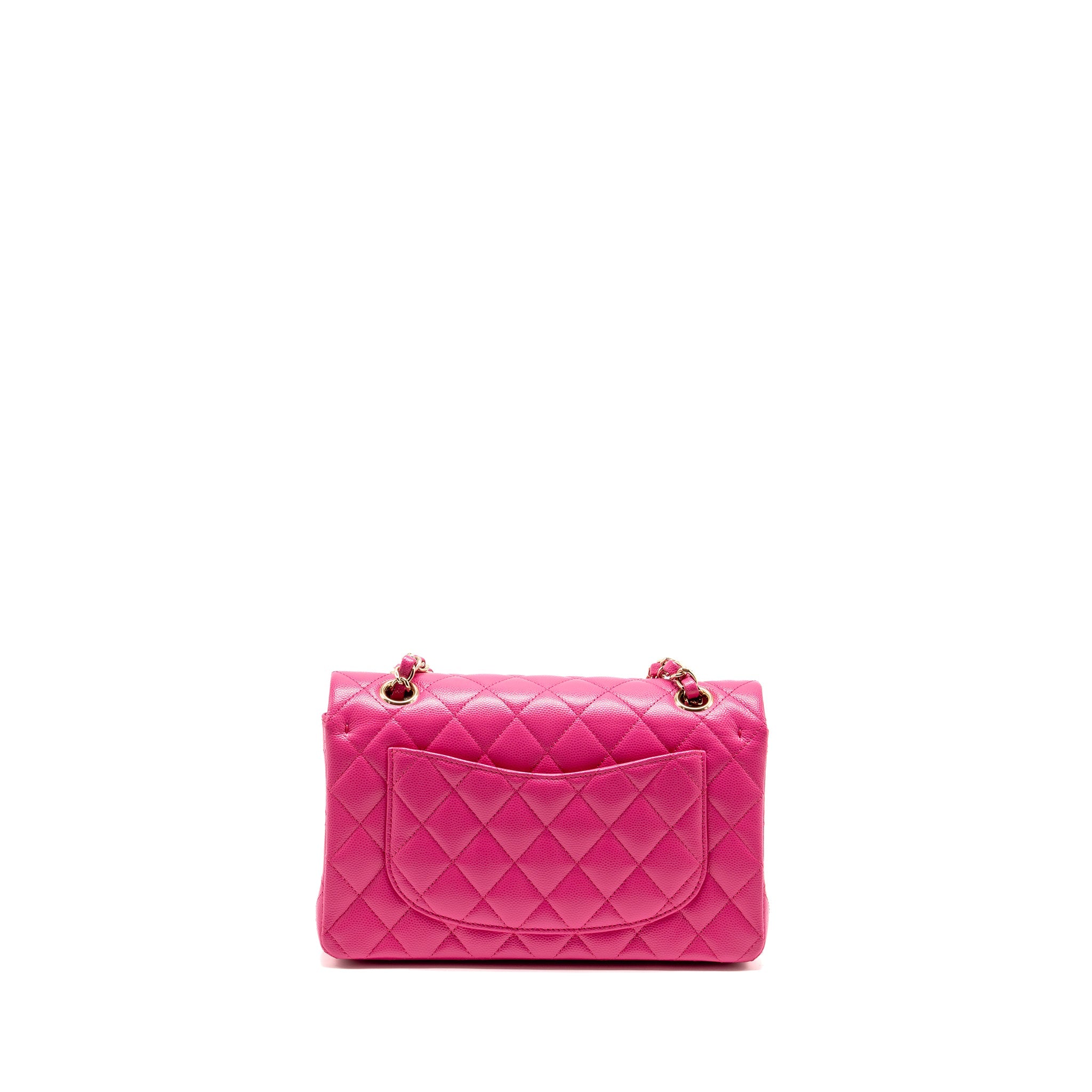 CHANEL SMALL CLASSIC DOUBLE FLAP BAG CAVIAR PINK LGHW (MICROCHIP)