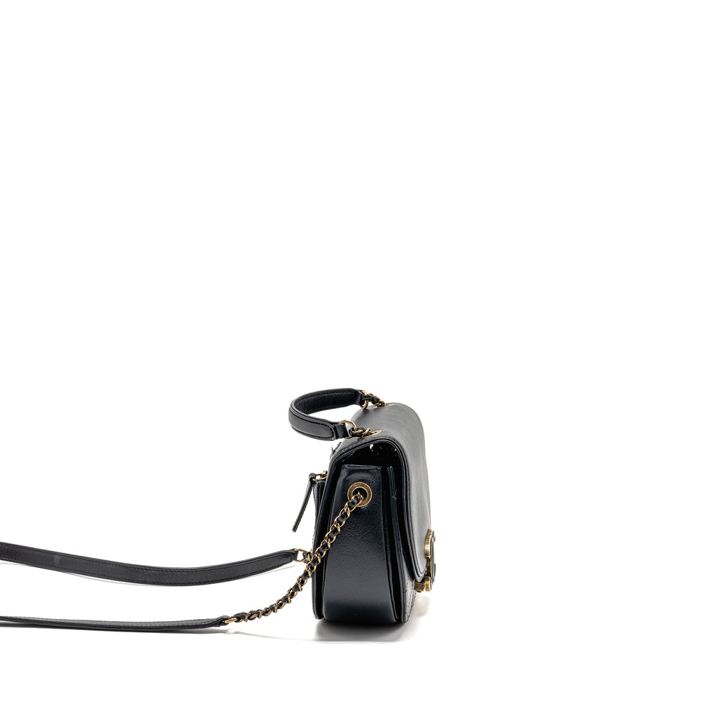 CHANEL SMALL COCO CURVE FLAP BAG SHINY GOATSKIN/CALFSKIN BLACK GHW