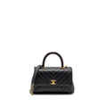 CHANEL SMALL COCO HANDLE WITH LIZARD EMBOSSED HANDLE CHEVRON CAVIAR BLACK GHW
