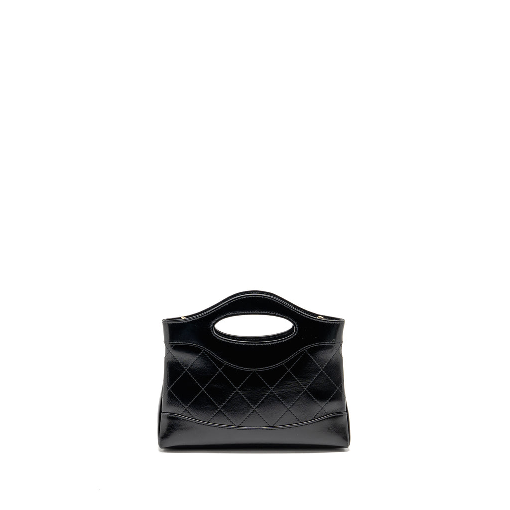CHANEL 24C MINI 31 CLUTCH WITH CHAIN SHINY CALFSKIN BLACK LGHW (MICROCHIP)