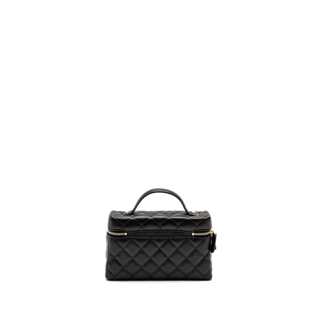 CHANEL 25P CC TOP HANDLE VANITY BAG CAVIAR BLACK LGHW(MICROCHIP)