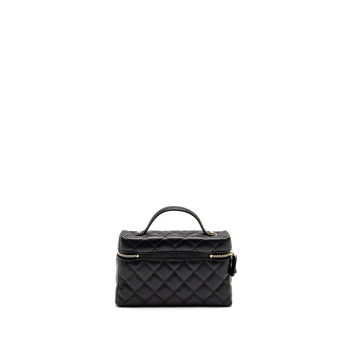 CHANEL 25P CC TOP HANDLE VANITY BAG CAVIAR BLACK LGHW(MICROCHIP)