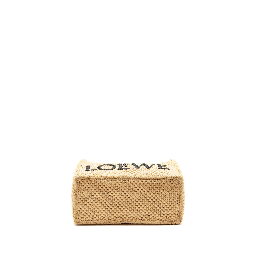 LOEWE SMALL FONT TOTE BAG RAFFIA/CALFSKIN NATURAL GHW