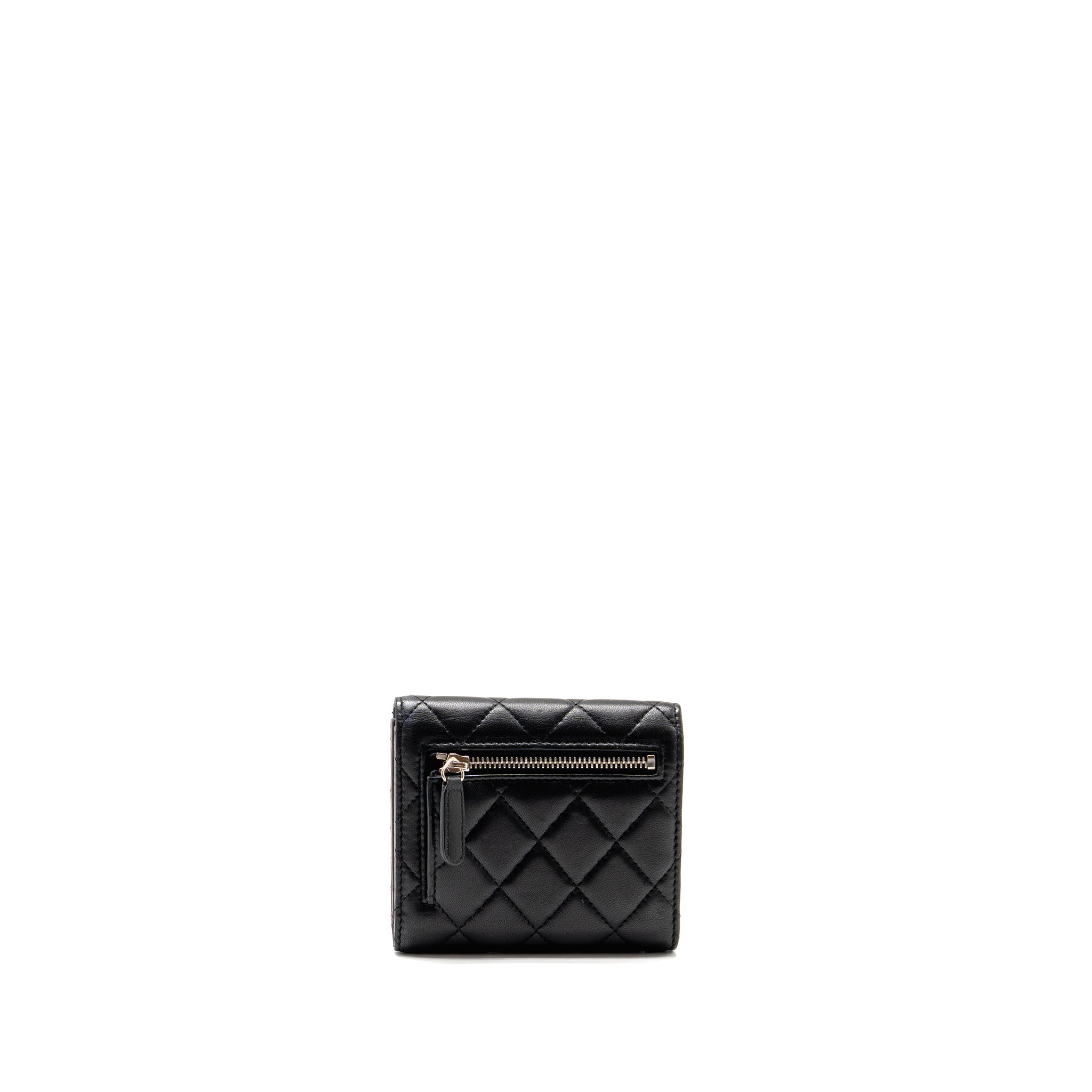 CHANEL SMALL CLASSIC FLAP WALLET LAMBSKIN BLACK SHW